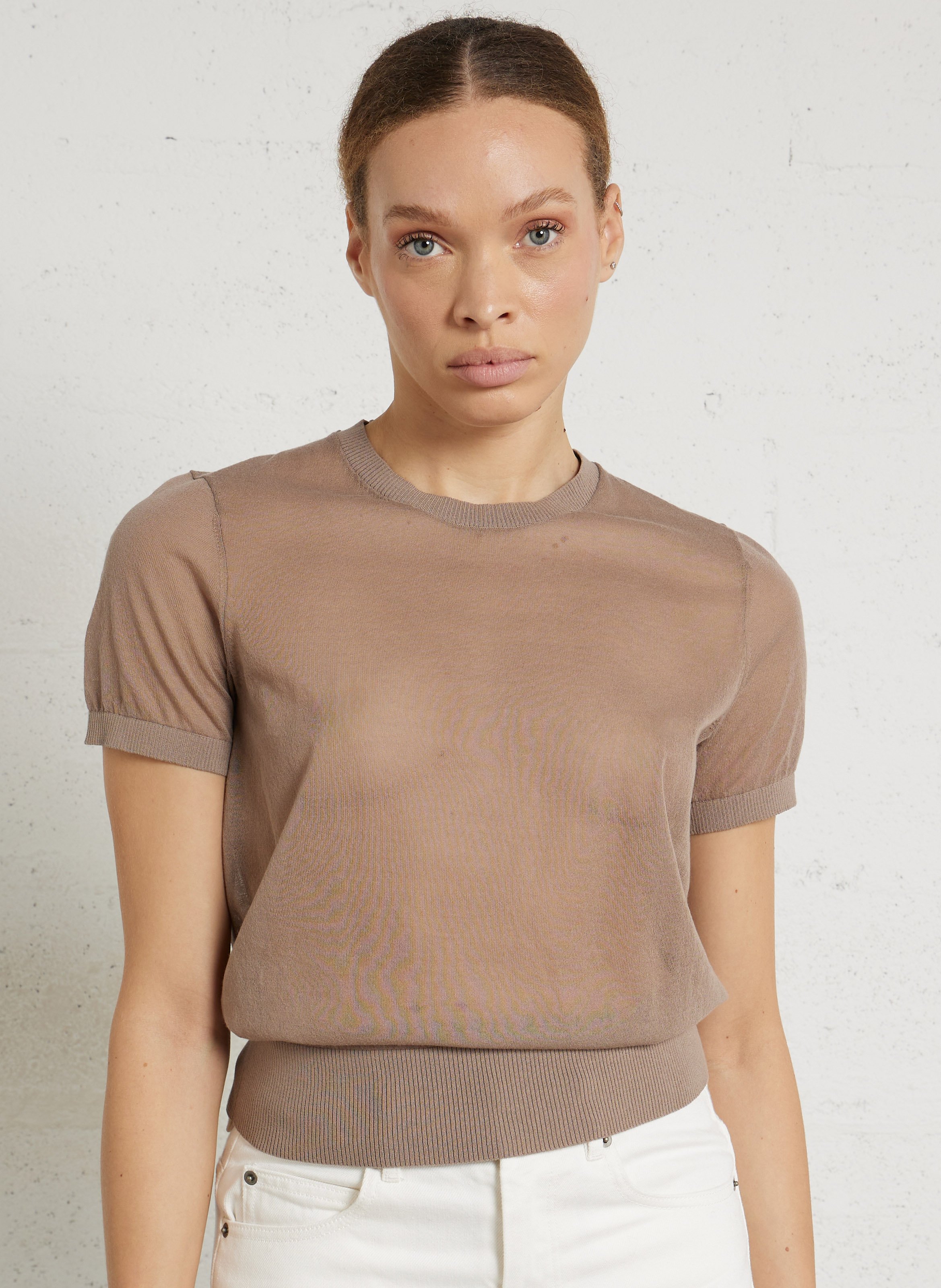 Pull col rond en coton mélangé Dua SOEUR Marron