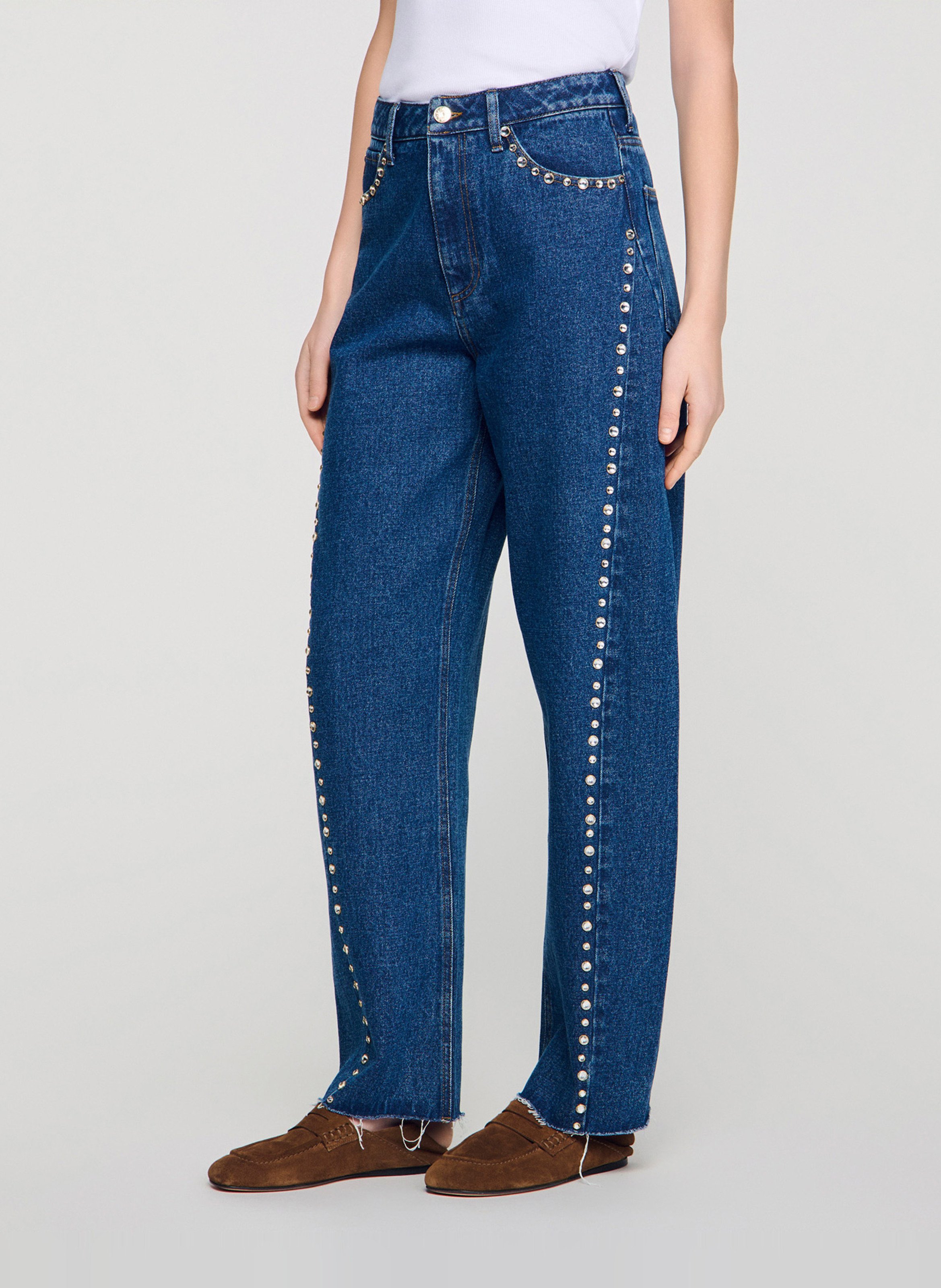 Jean barrel en coton SANDRO Bleu