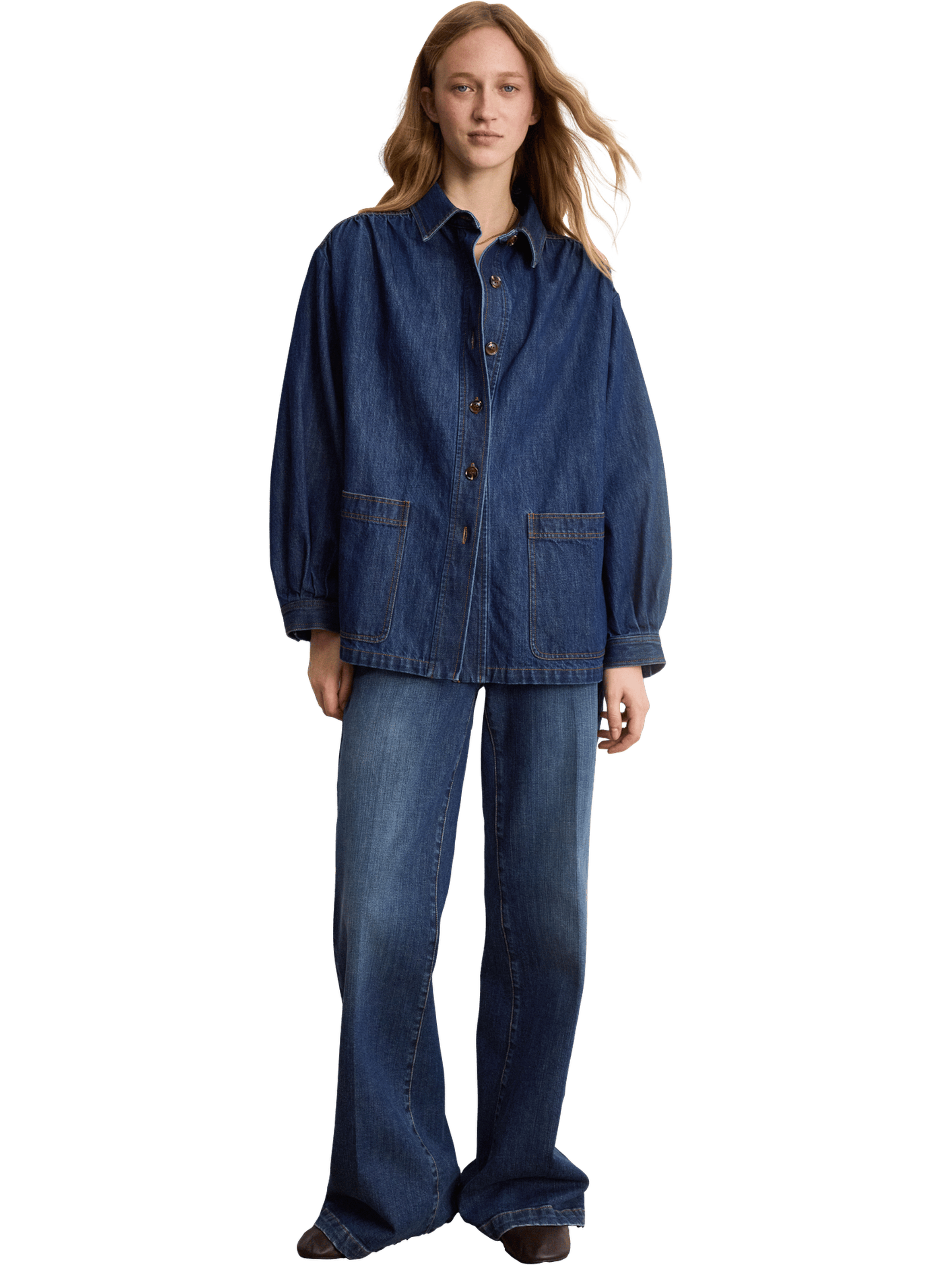 Surchemise en denim brut à fronces - mado PABLO Bleu