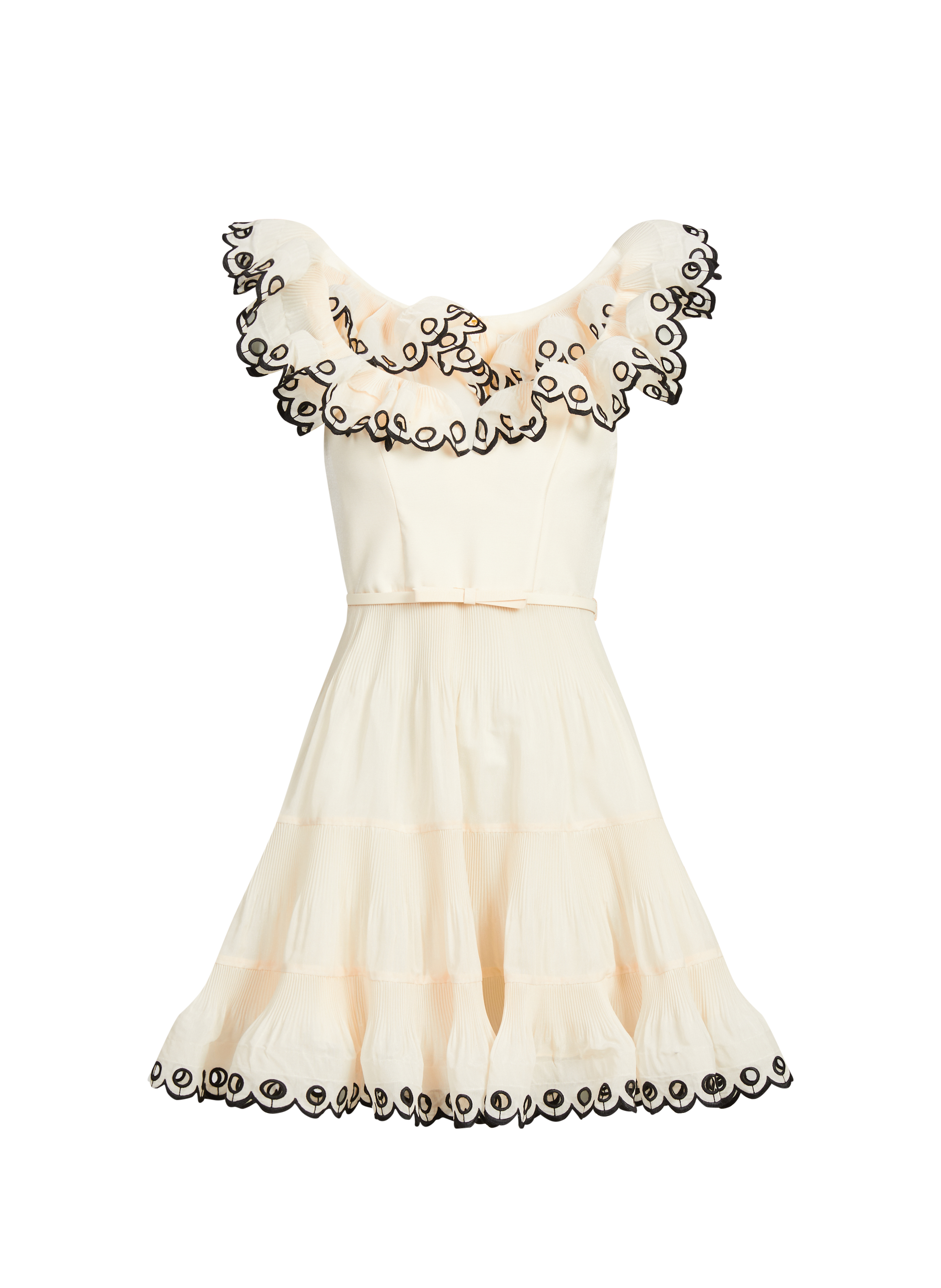 Mini robe brodée à volants ZIMMERMANN Blanc