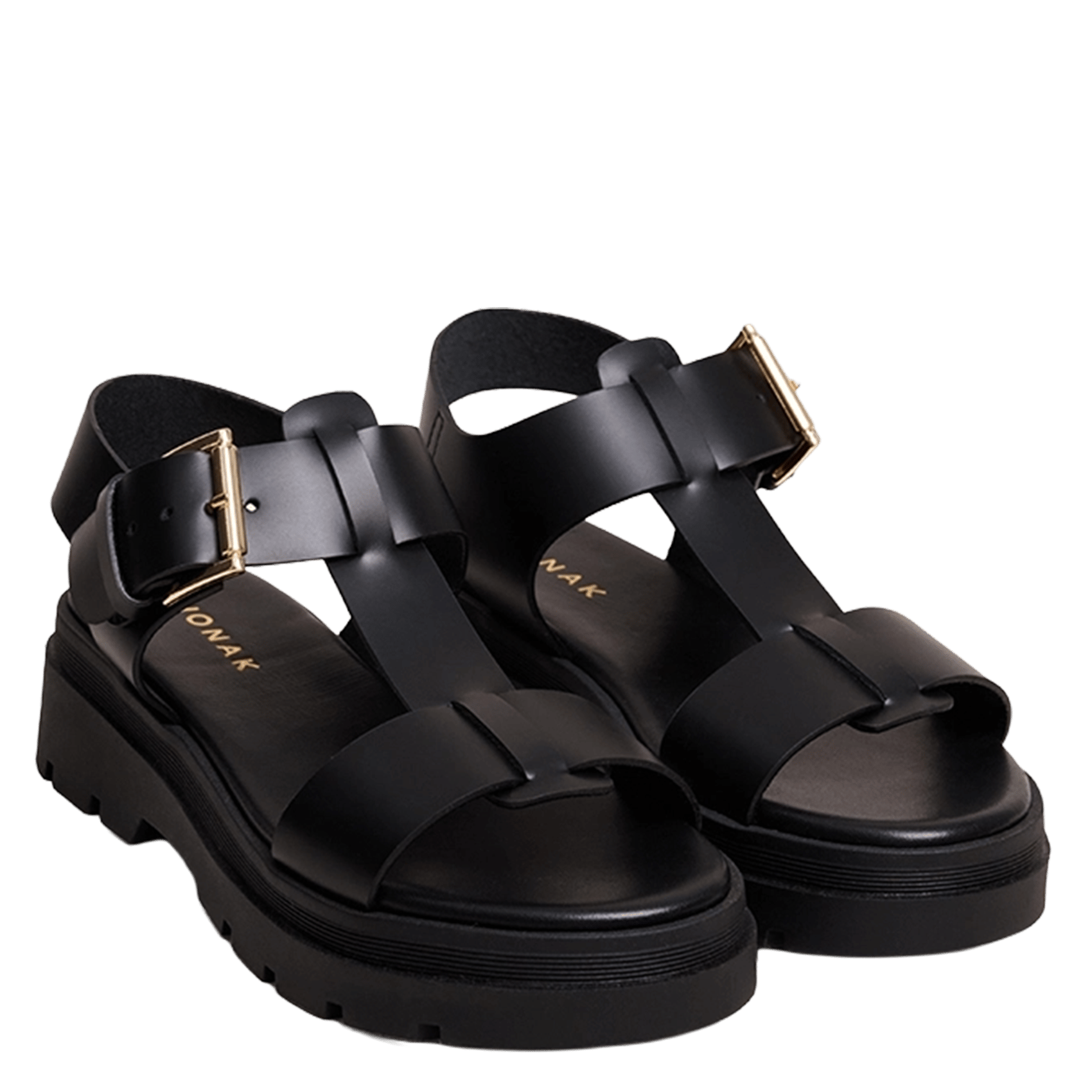 Sandales compensées en cuir lisbonne JONAK Noir