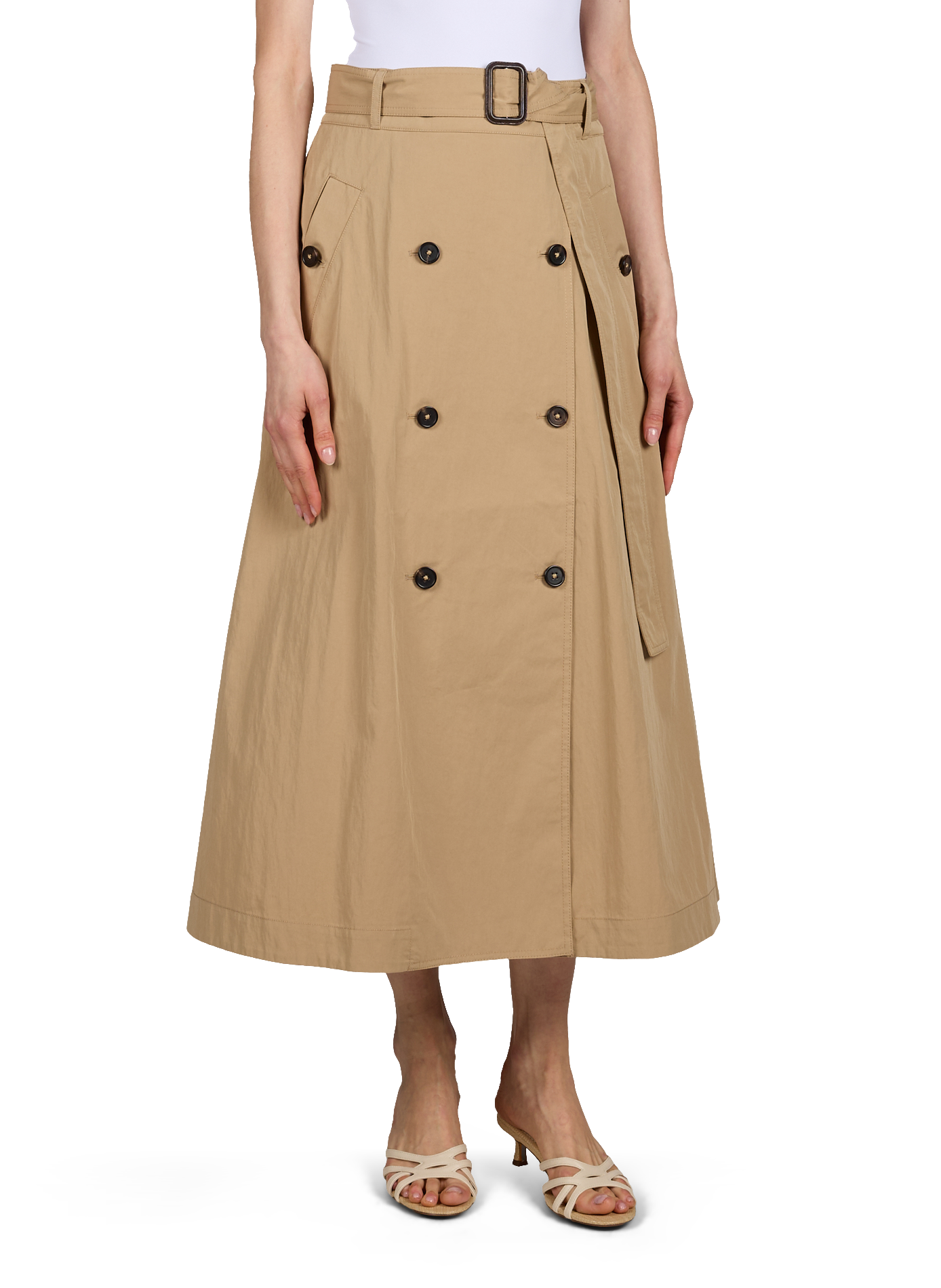 Flared long skirt with a trench coat vibe. BELLEROSE Beige