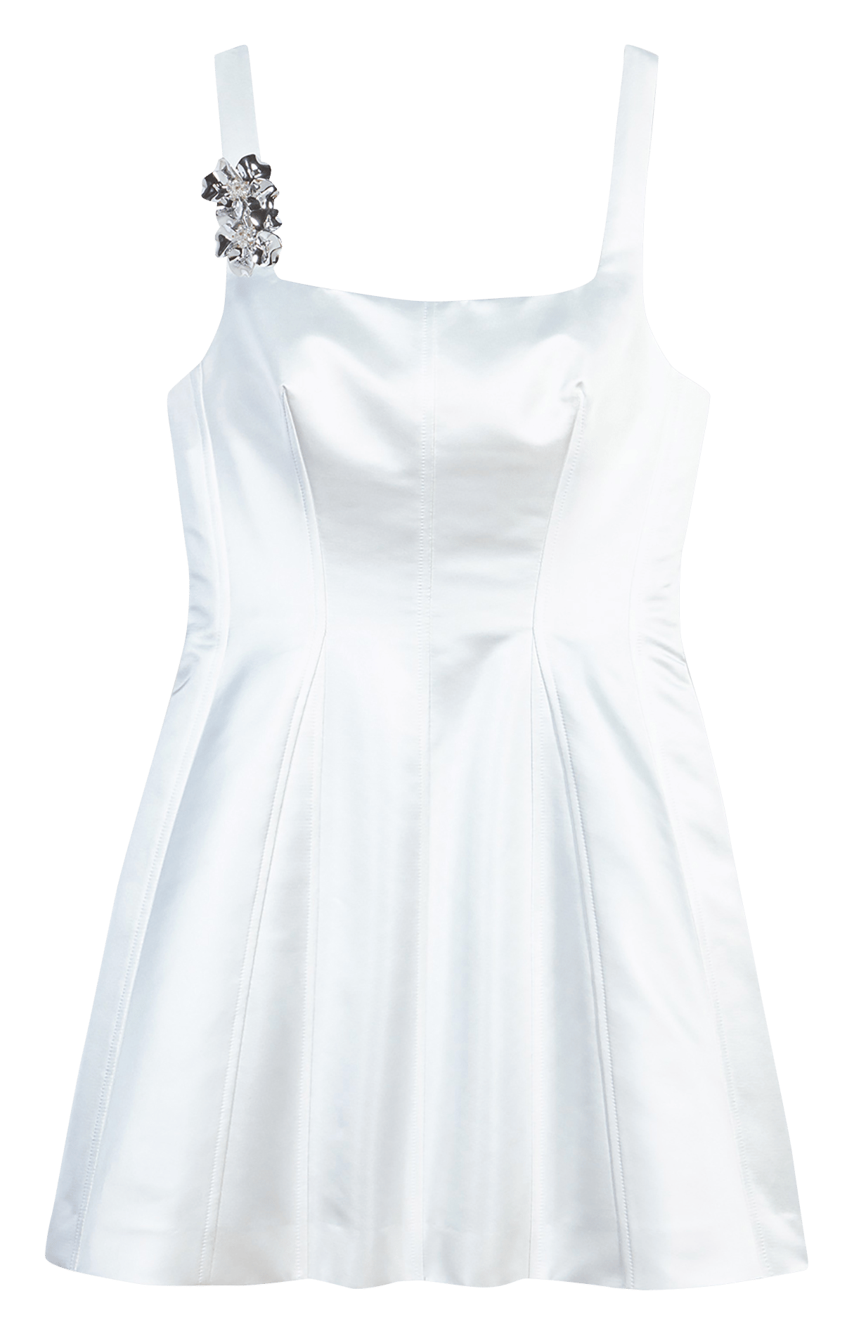 Robe courte évasée satinée MAJE Blanc