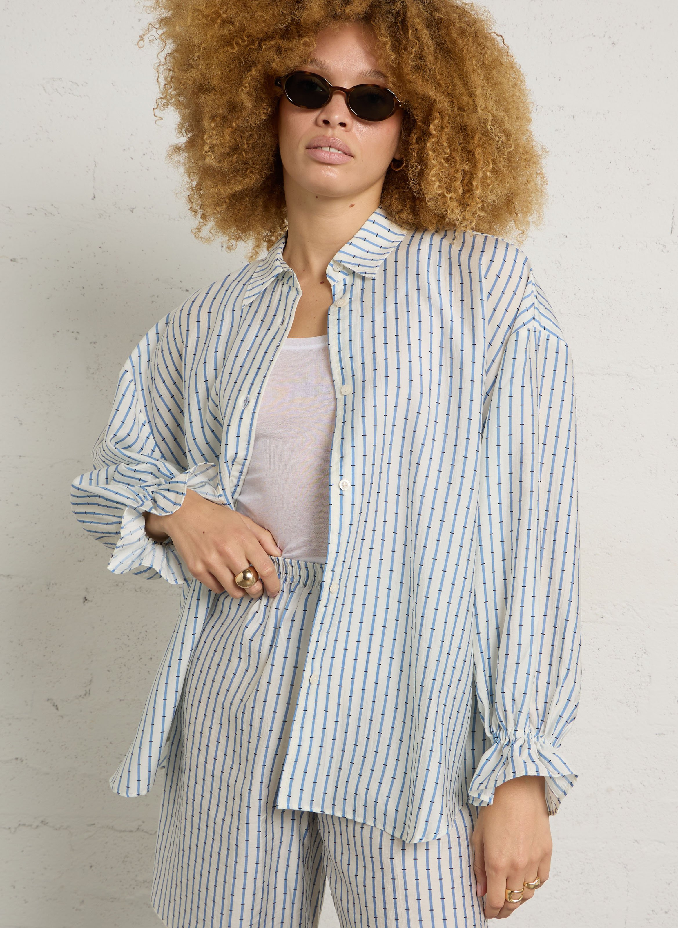 Chemise ample à rayures zivow AMERICAN VINTAGE Bleu