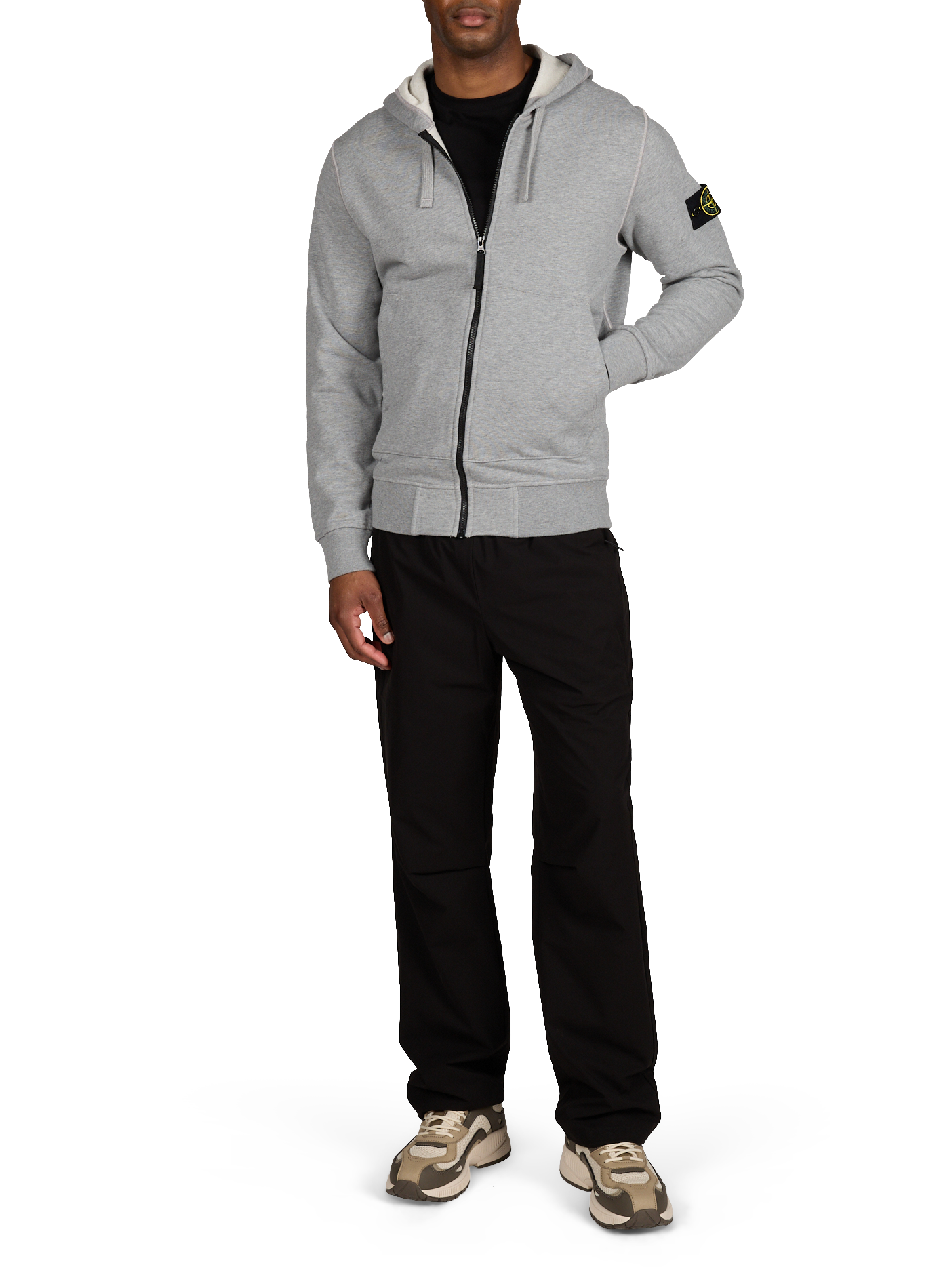 Hoodie mit Reißverschluss aus Baumwolle STONE ISLAND Grau