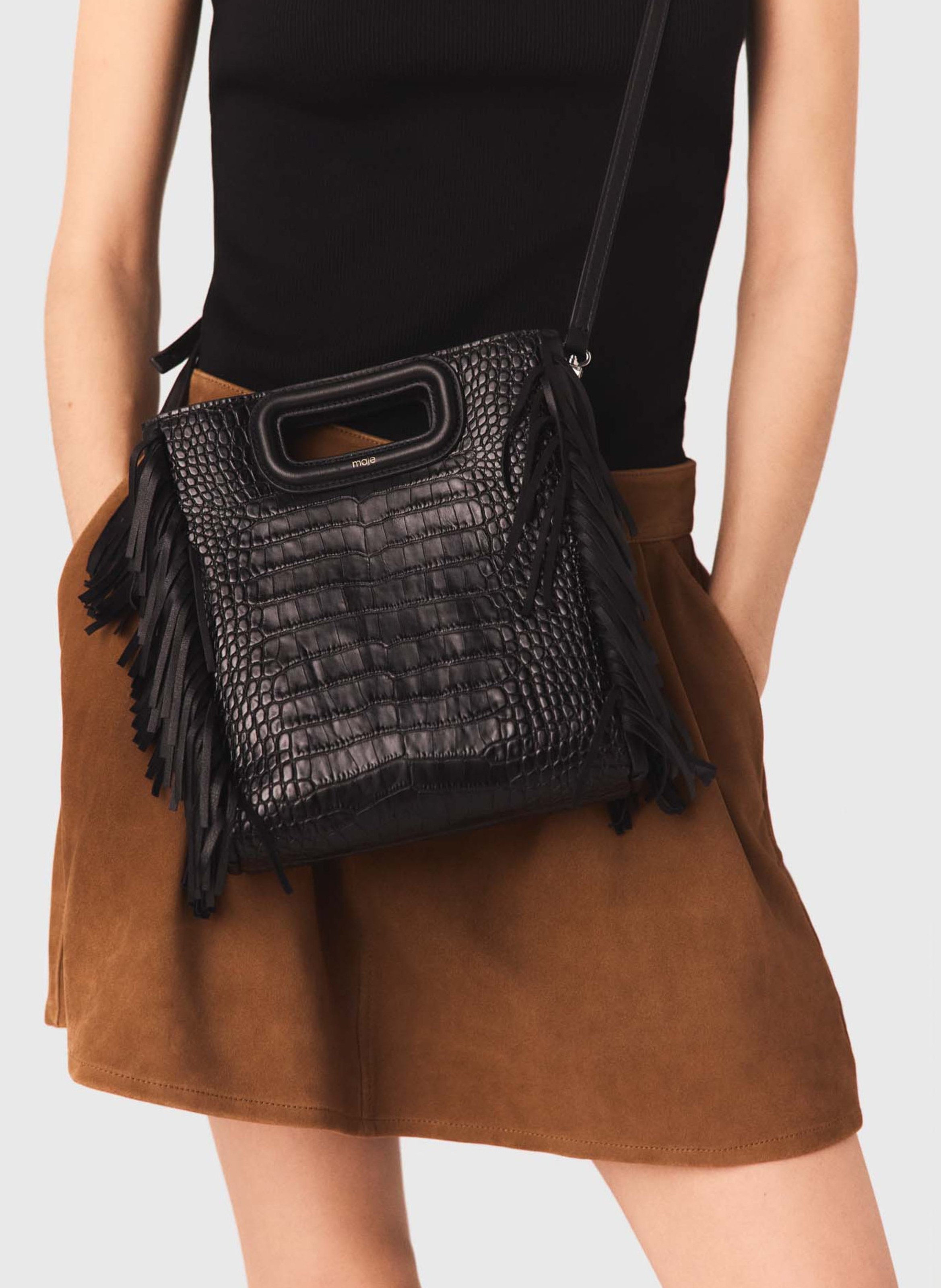 Sac bandoulière en cuir m MAJE Noir