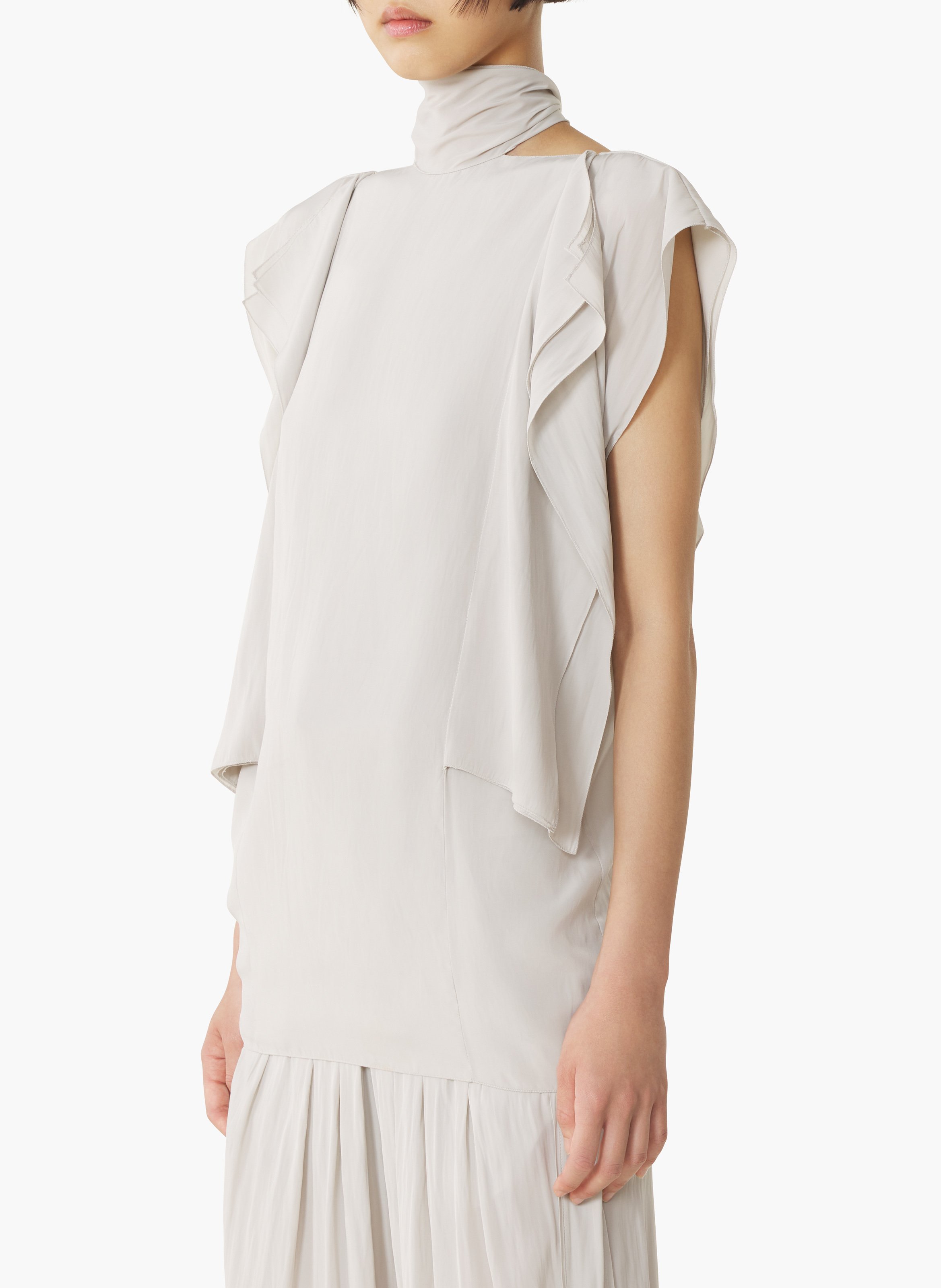 Haut à volants en charmeuse LANVIN Blanc