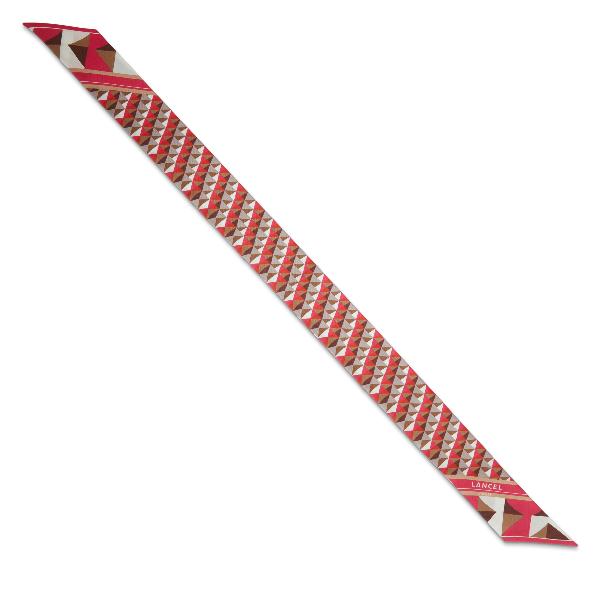Zijden bandeau met labyrintmotief. LANCEL Roze