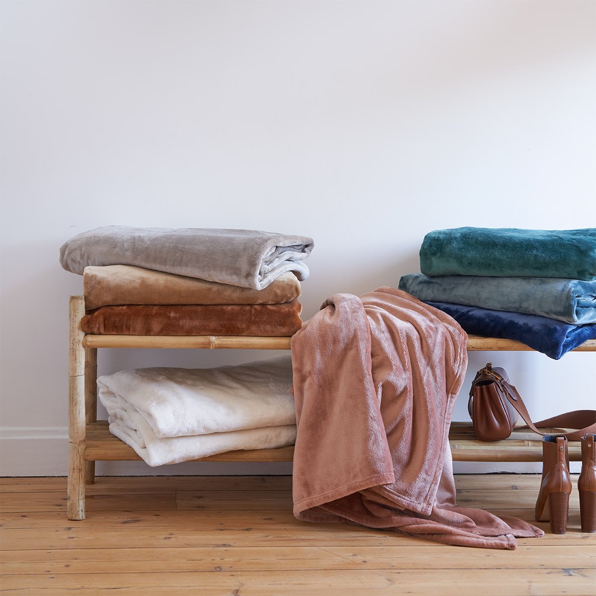 Plaid en polaire, castor DESFORGES Marron