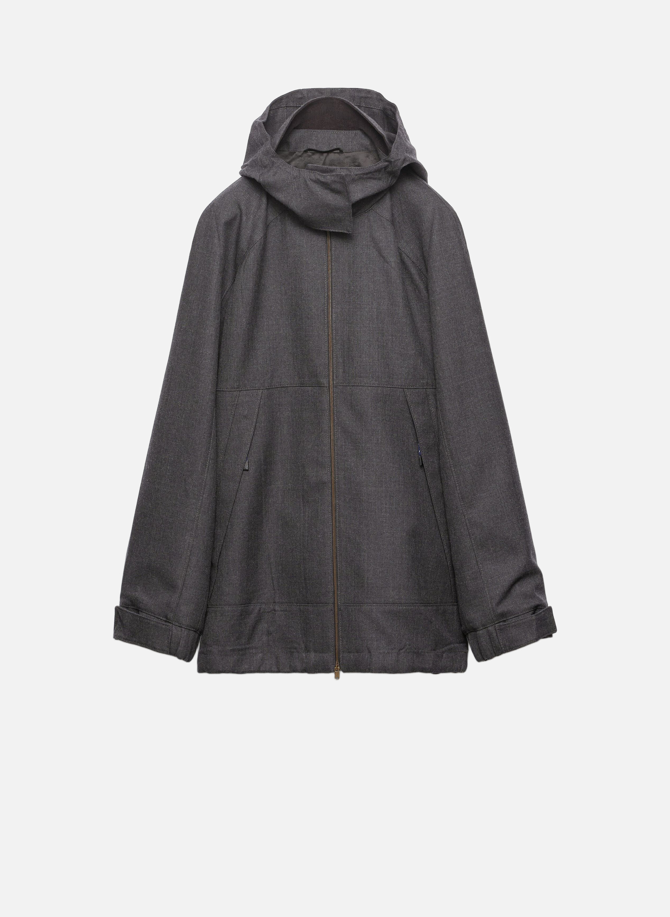 Veste en laine hopsack mélangée PRADA Gris