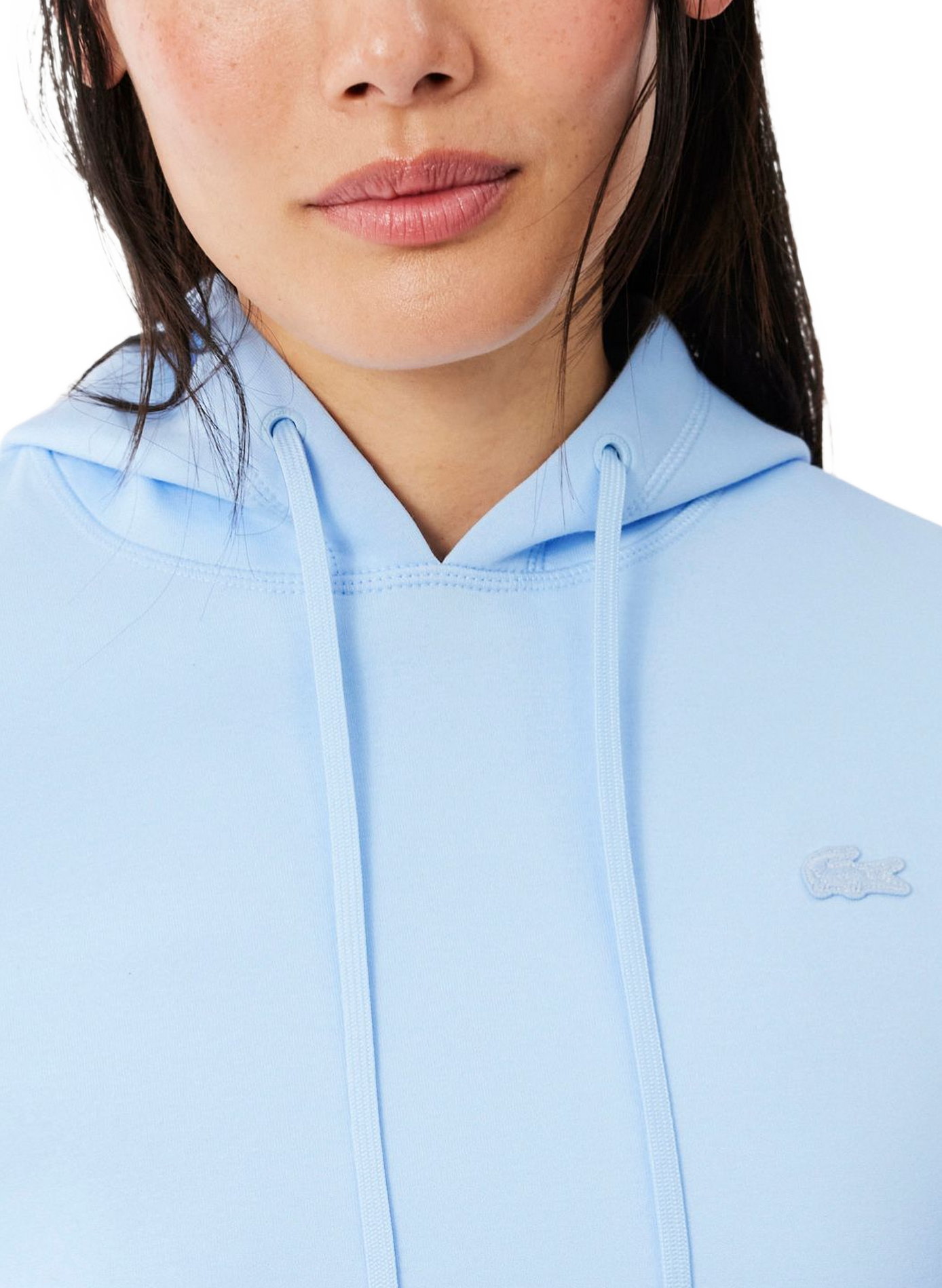 Sweat à capuche oversize à logo brodé en coton mélangé LACOSTE Bleu