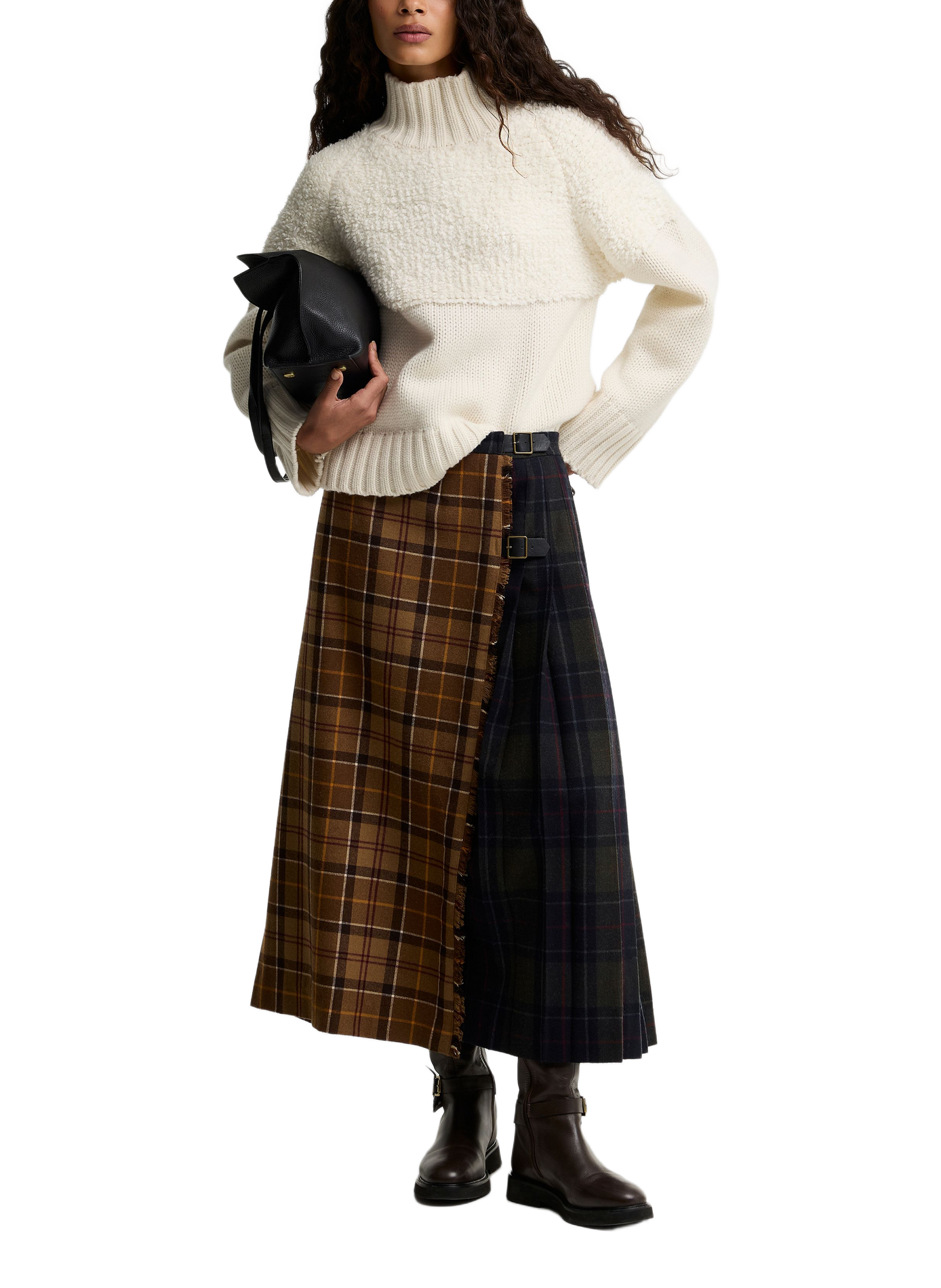 Straight cut high-neck bi-material sweater BARBOUR Beige