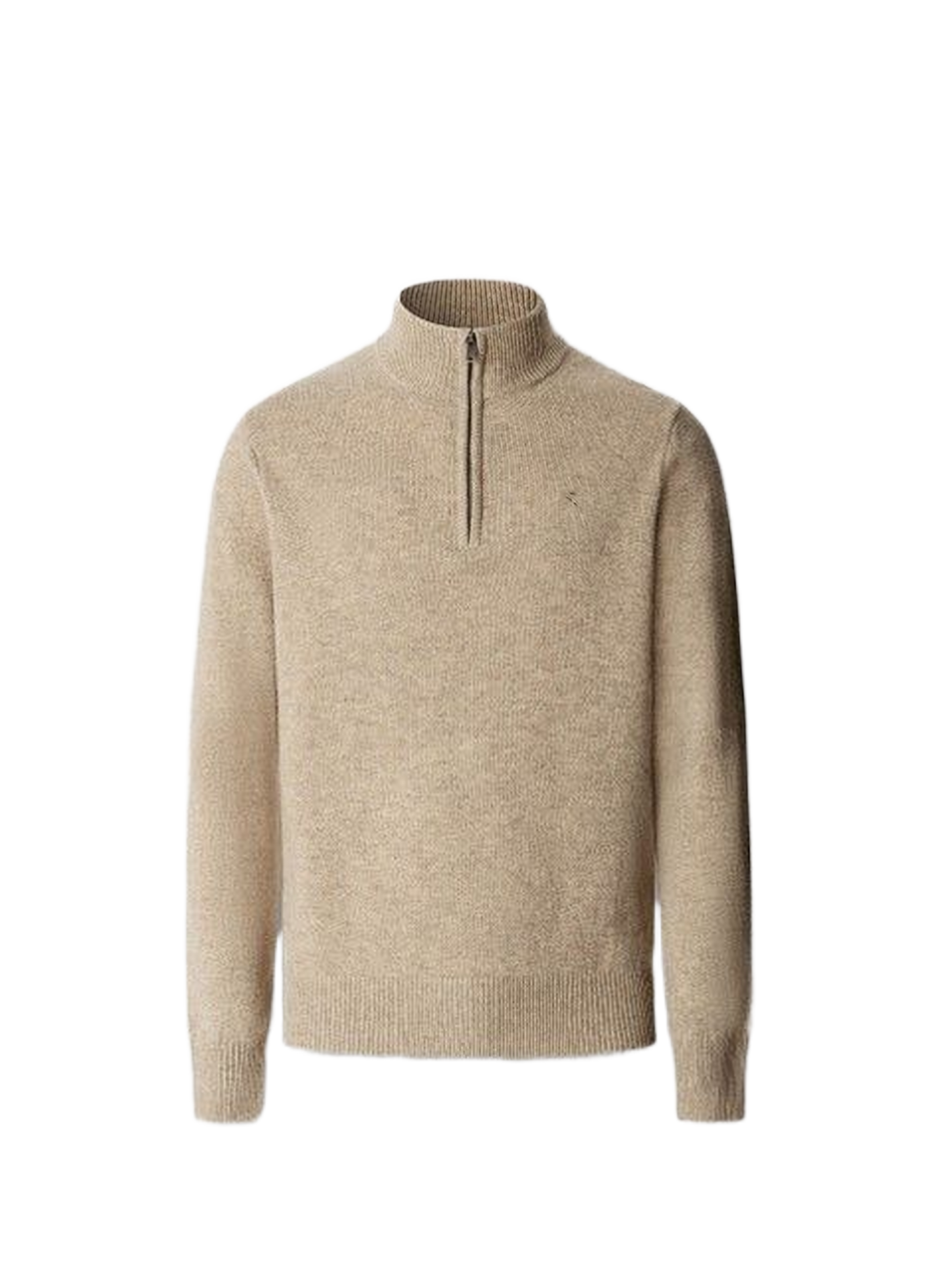Gerader Pullover aus Wolle mit Stehkragen und Reißverschluss HACKETT Beige