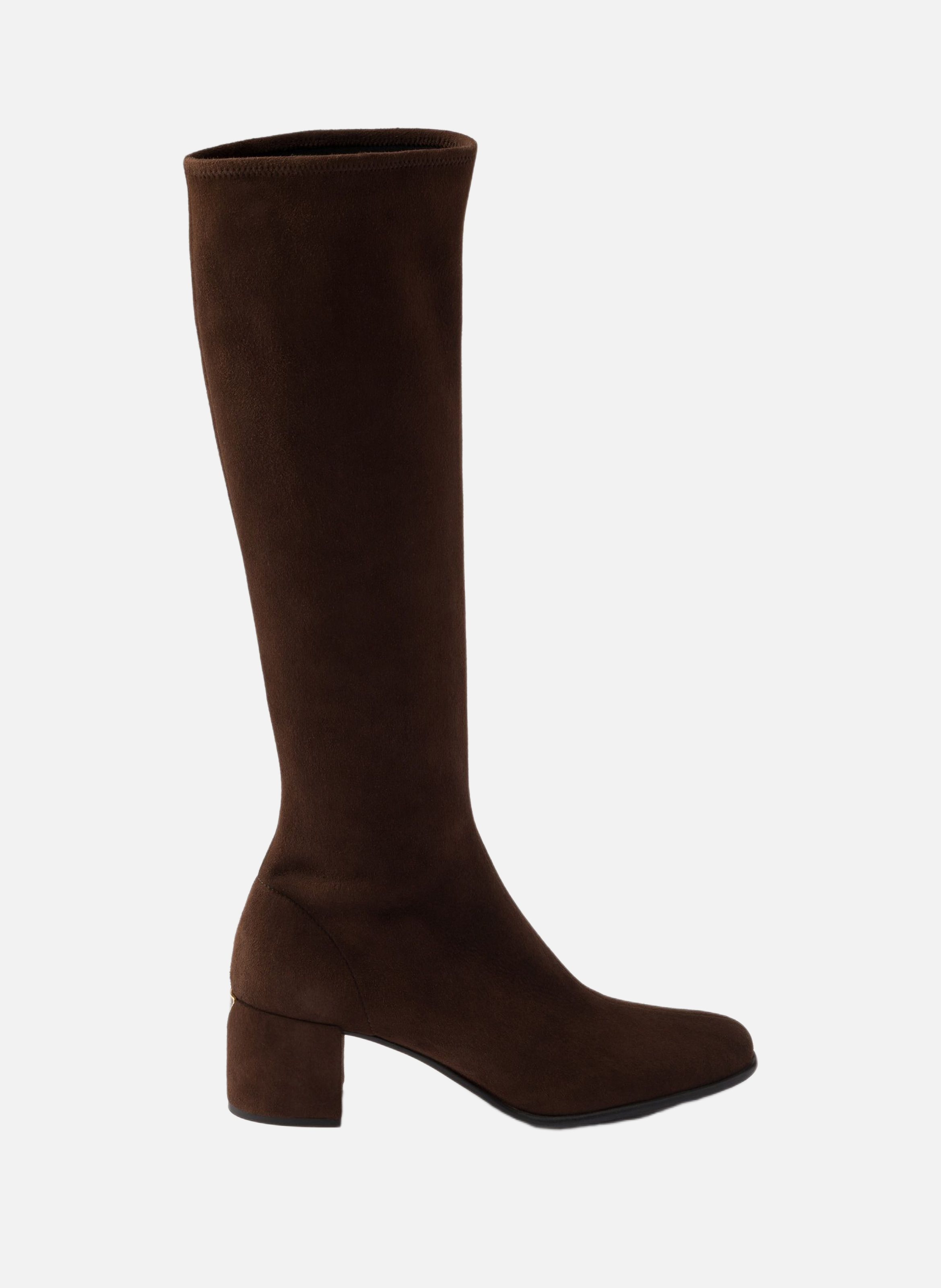 Bottes en veau velours stretch PRADA Marron
