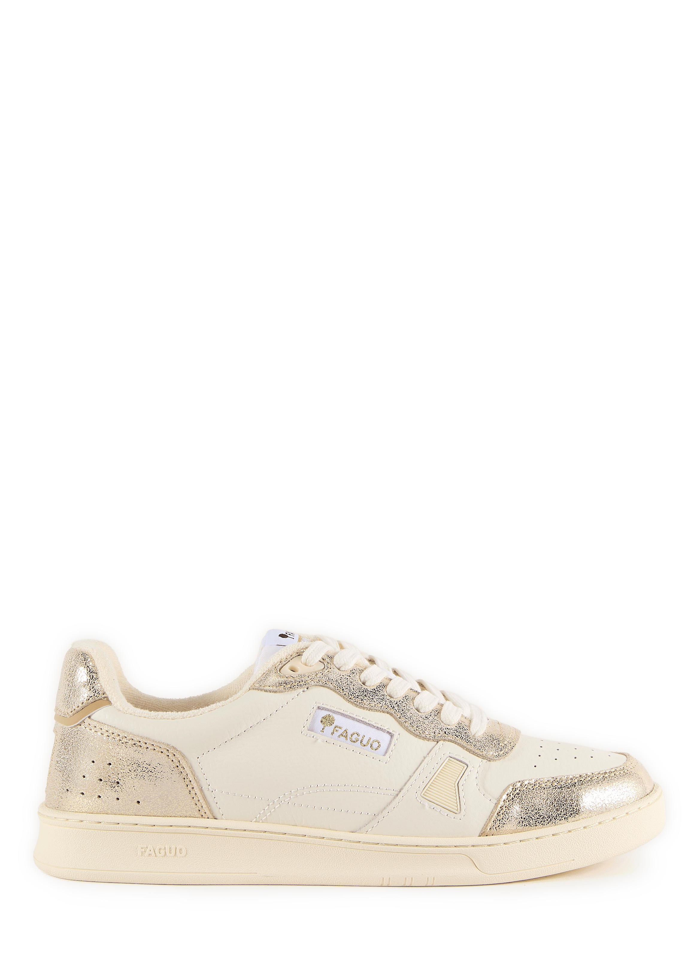 Shiny mixed leather sneakers FAGUO Beige