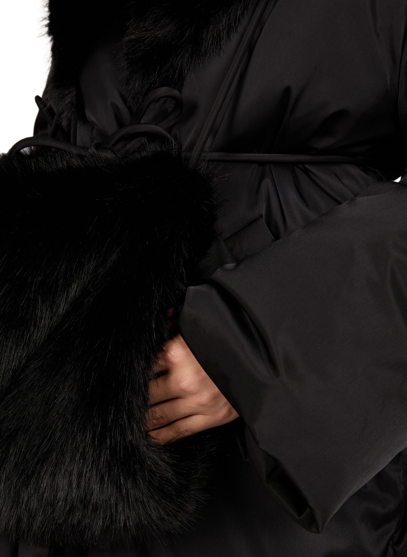 Round-neck fur coat VIKTORIA CHAN Black