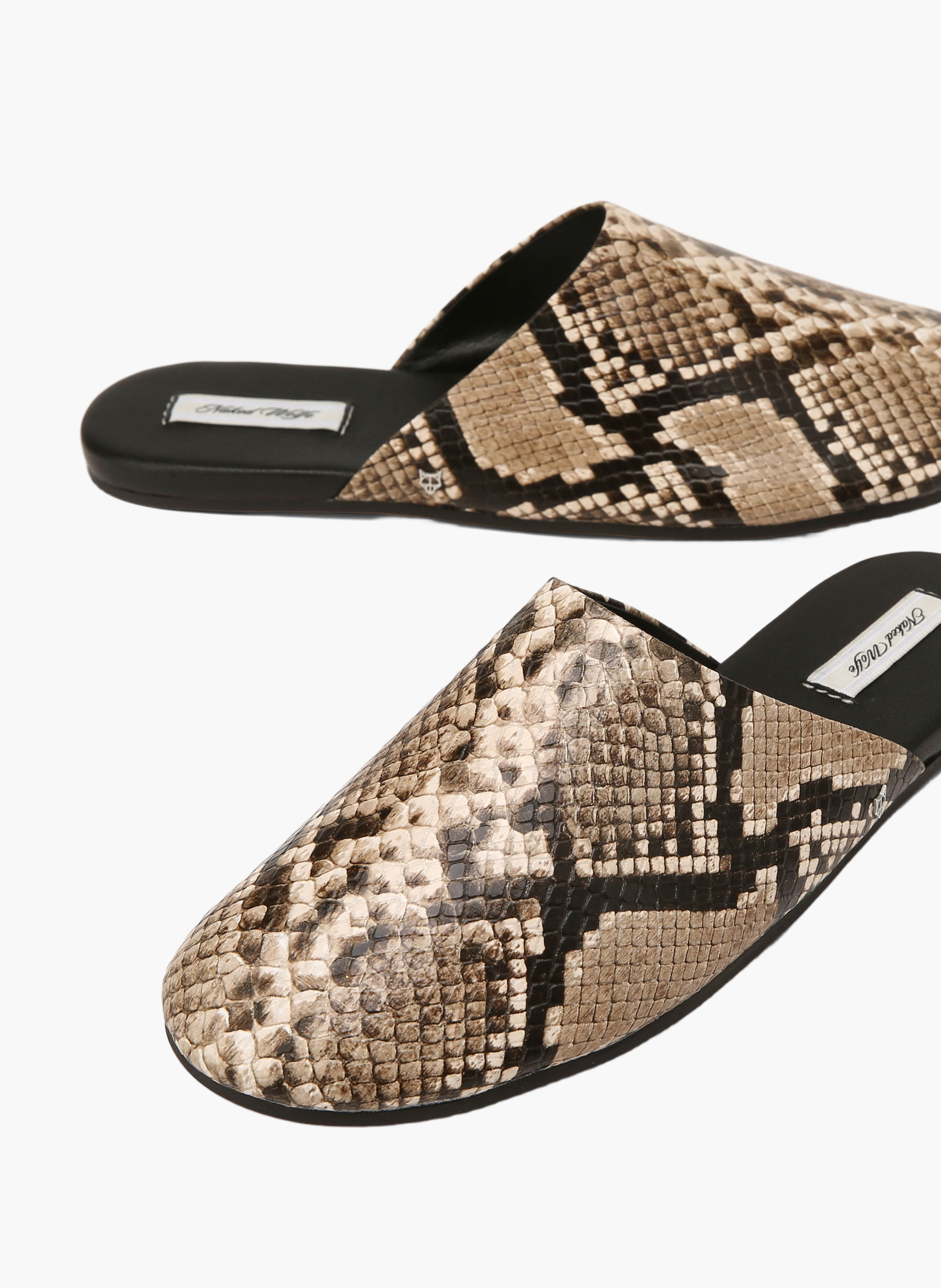 Mules bessette en cuir effet serpent NAKED WOLFE Beige
