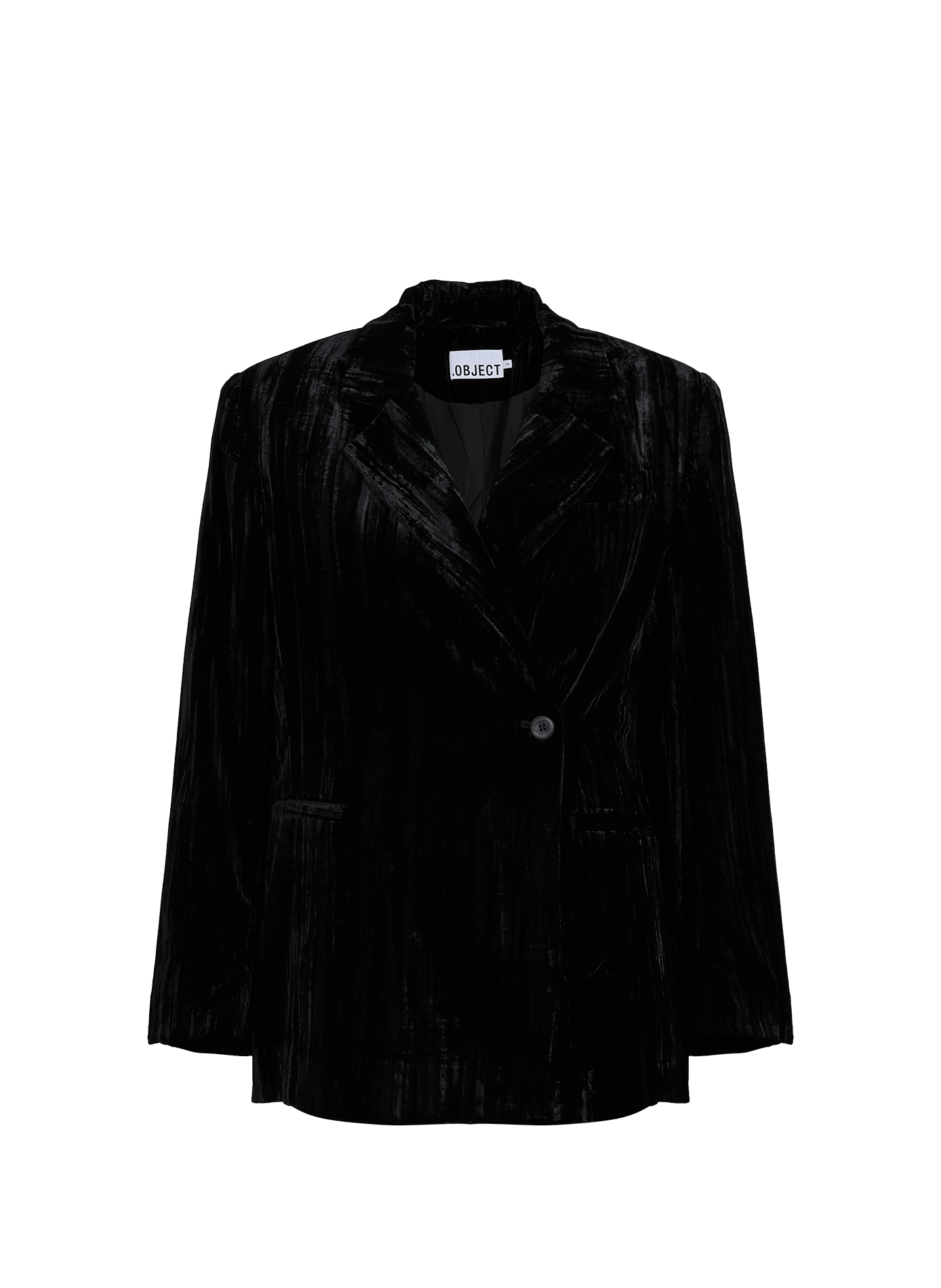 Blazer Objminna droit col tailleur en velours OBJECT Noir