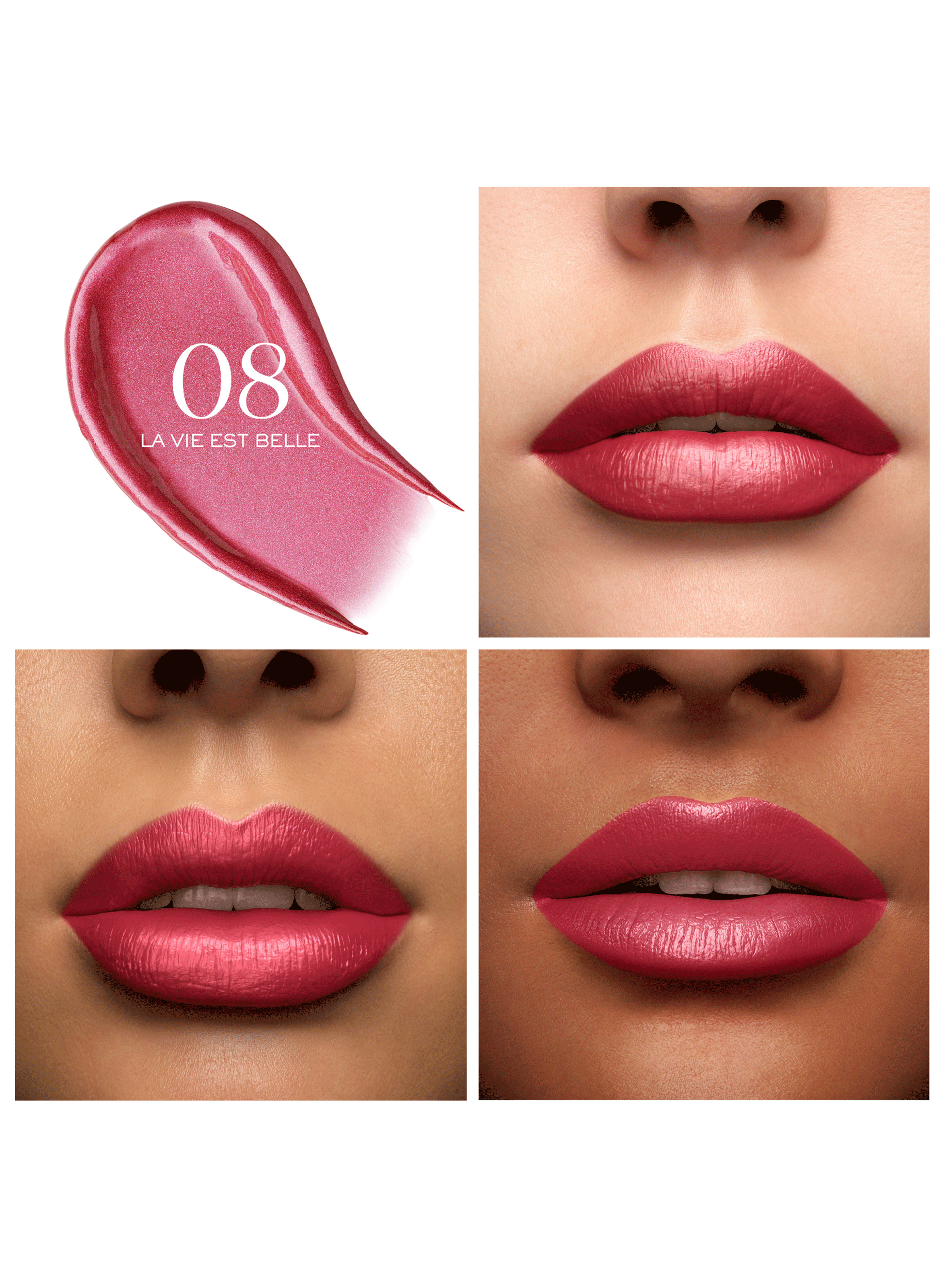 L?Absolu Rouge satin lipstick with long-lasting moisture and comfort 08 la vie est belle
