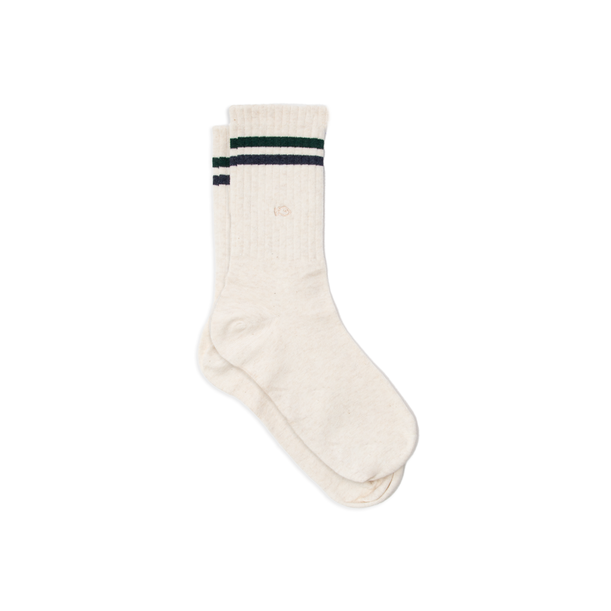 Chaussettes en coton peigné retro  Blanc, vert et bleu