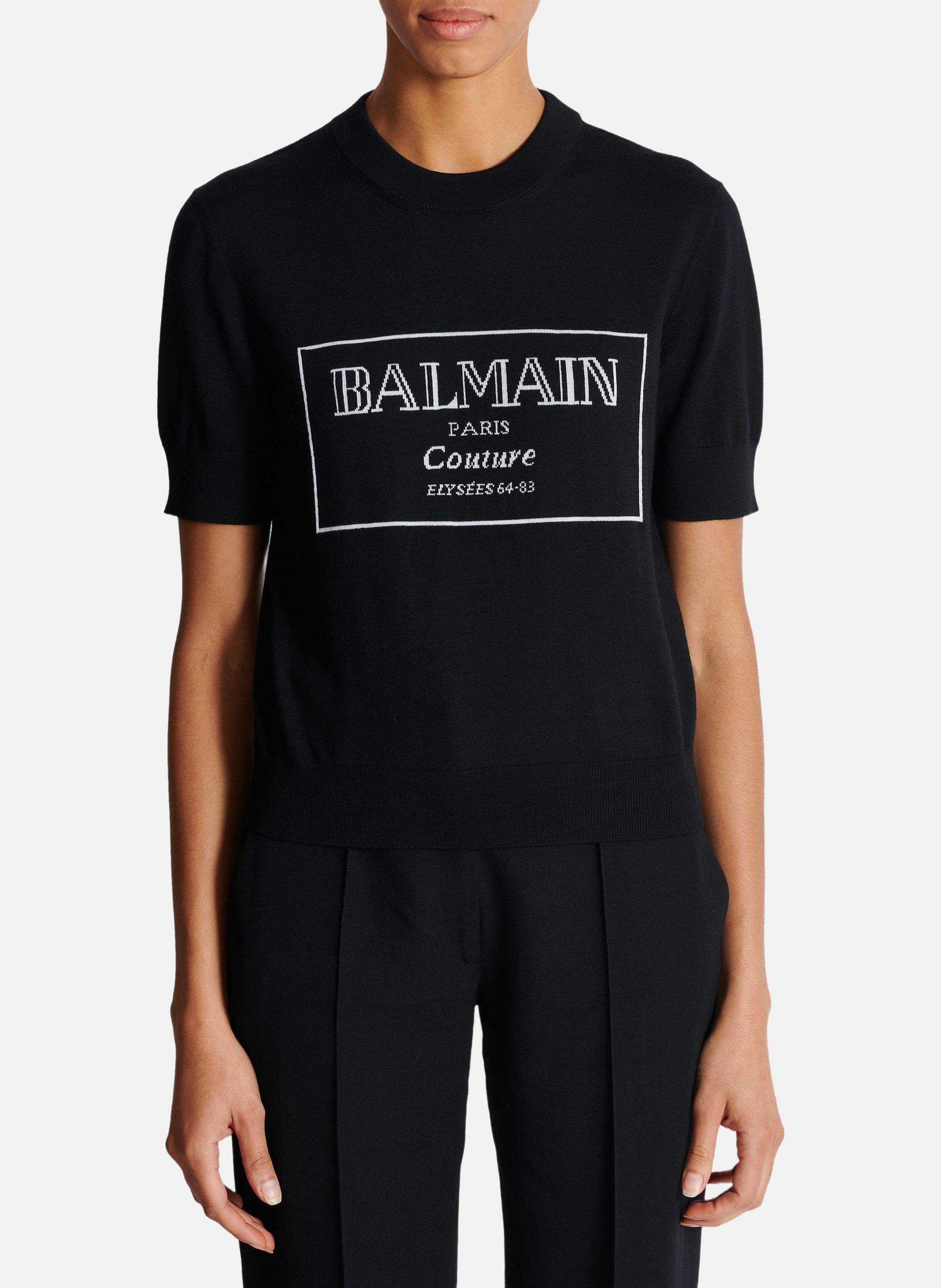 Top bicolore en maille balmain couture BALMAIN Noir