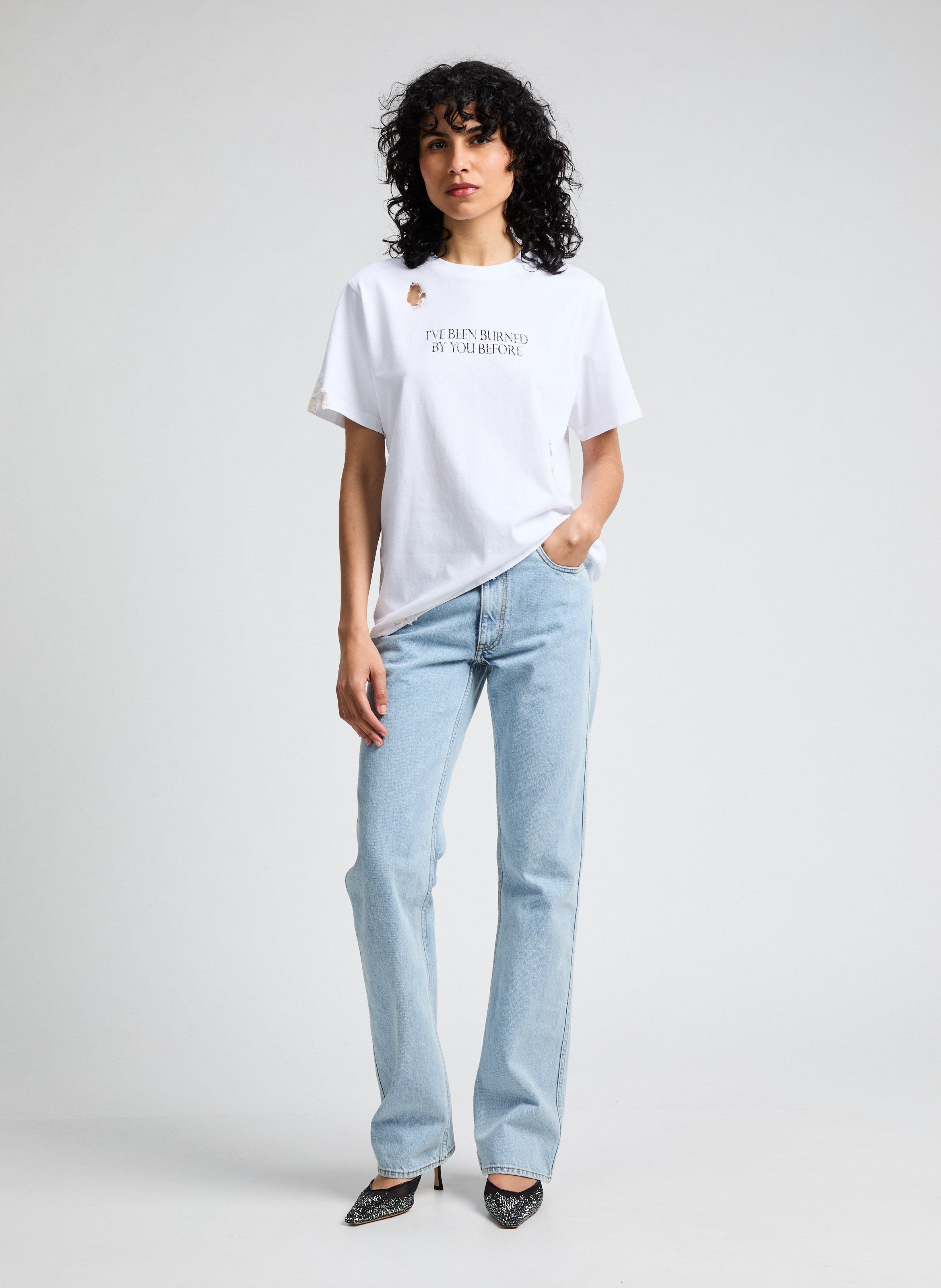 Distressed and printed T-shirt COPERNI White