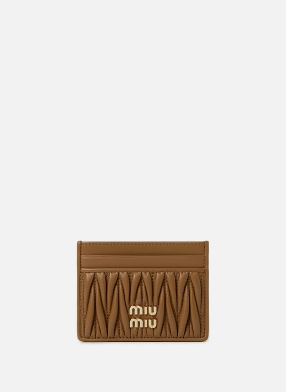 Porte-cartes en cuir Nappa Marron by MIU MIU MIU MIU Porte-cartes en cuir Nappa Marron