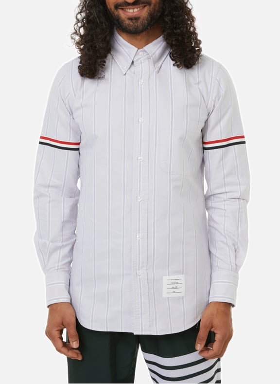 Chemise rayée en coton Gris by THOM BROWNE THOM BROWNE Chemise rayée en coton Gris
