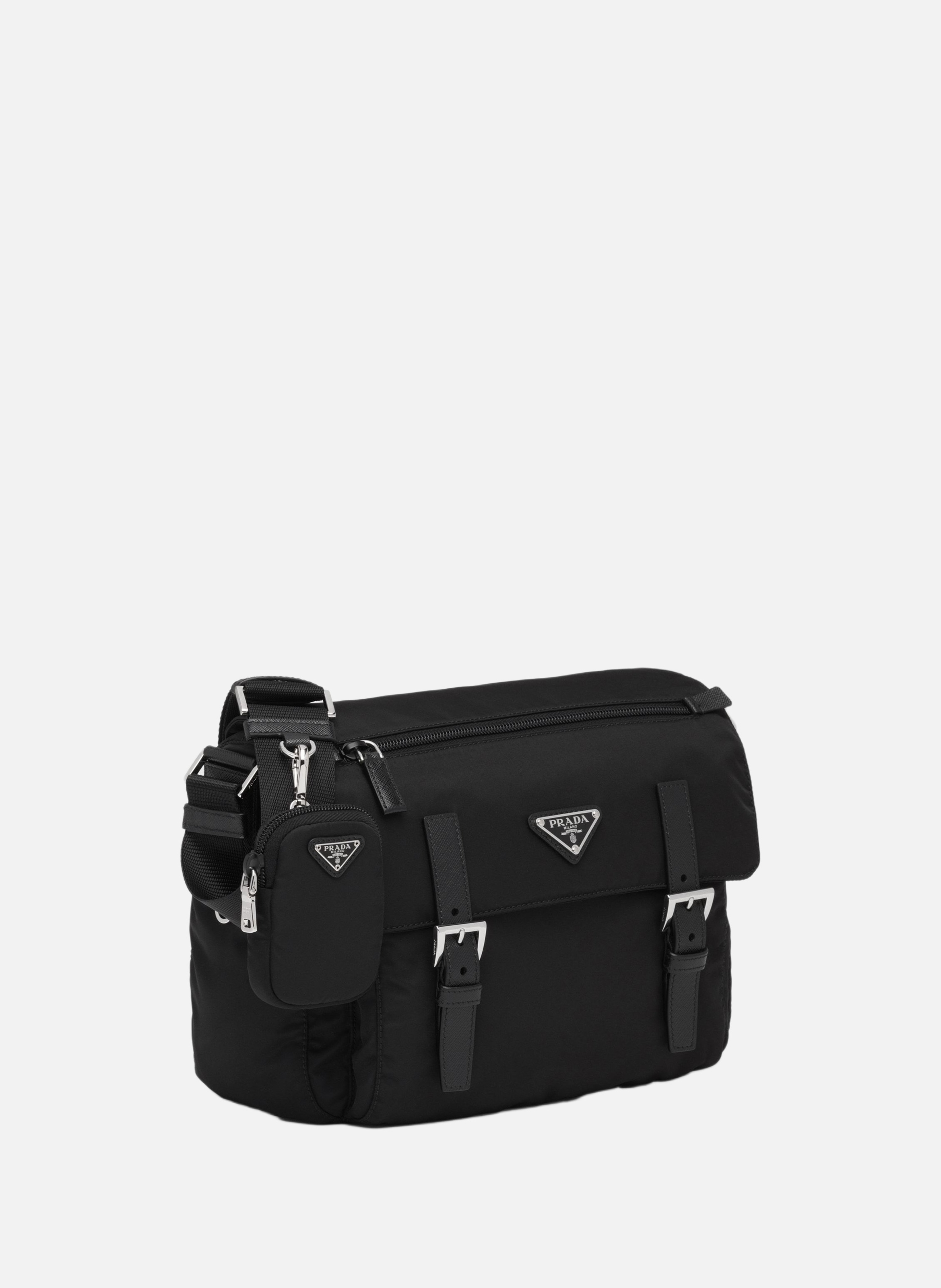 Sac porté épaule en re-nylon PRADA Noir