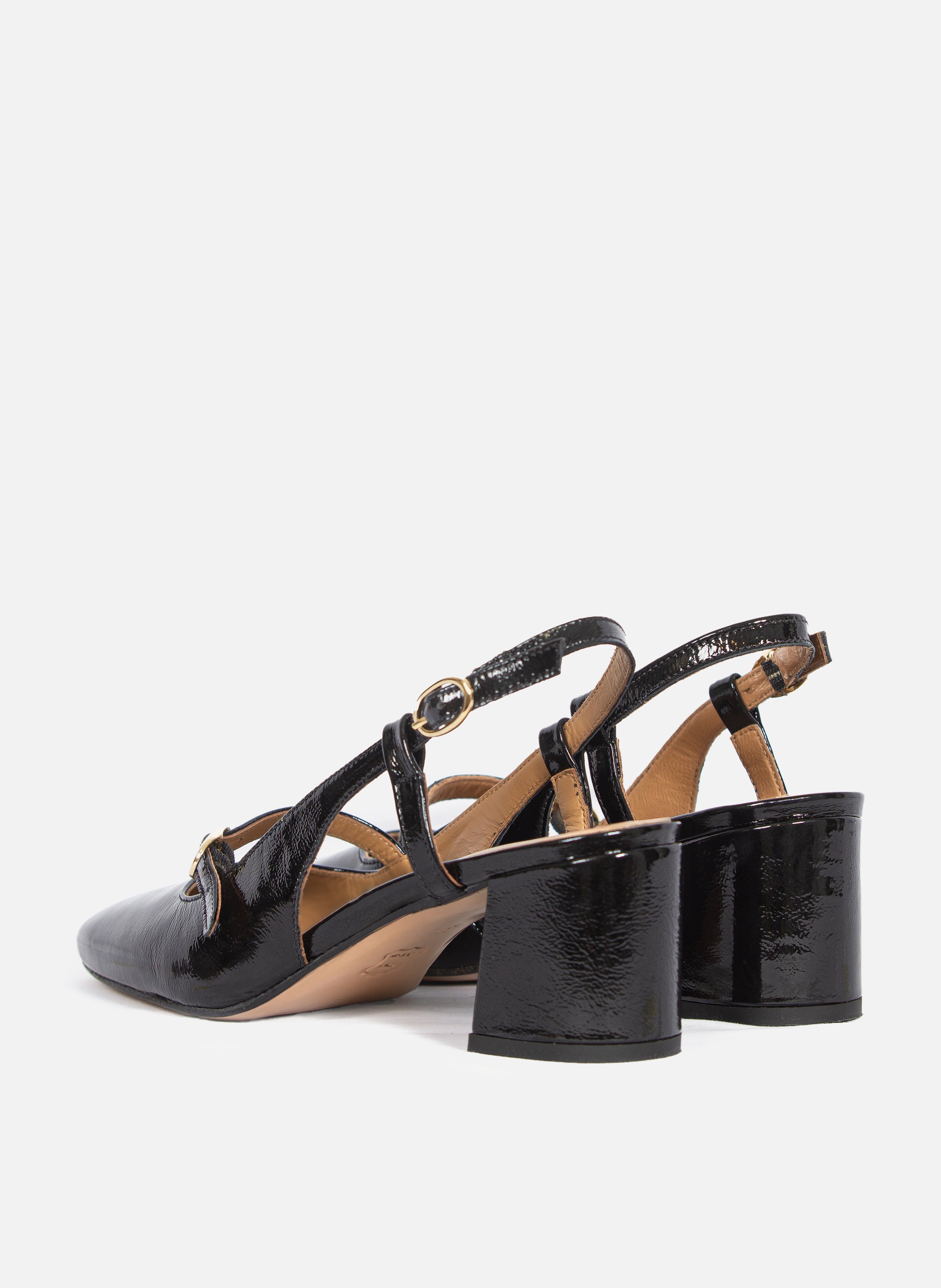 Escarpins slingback cuir vernis JULES & JENN Noir