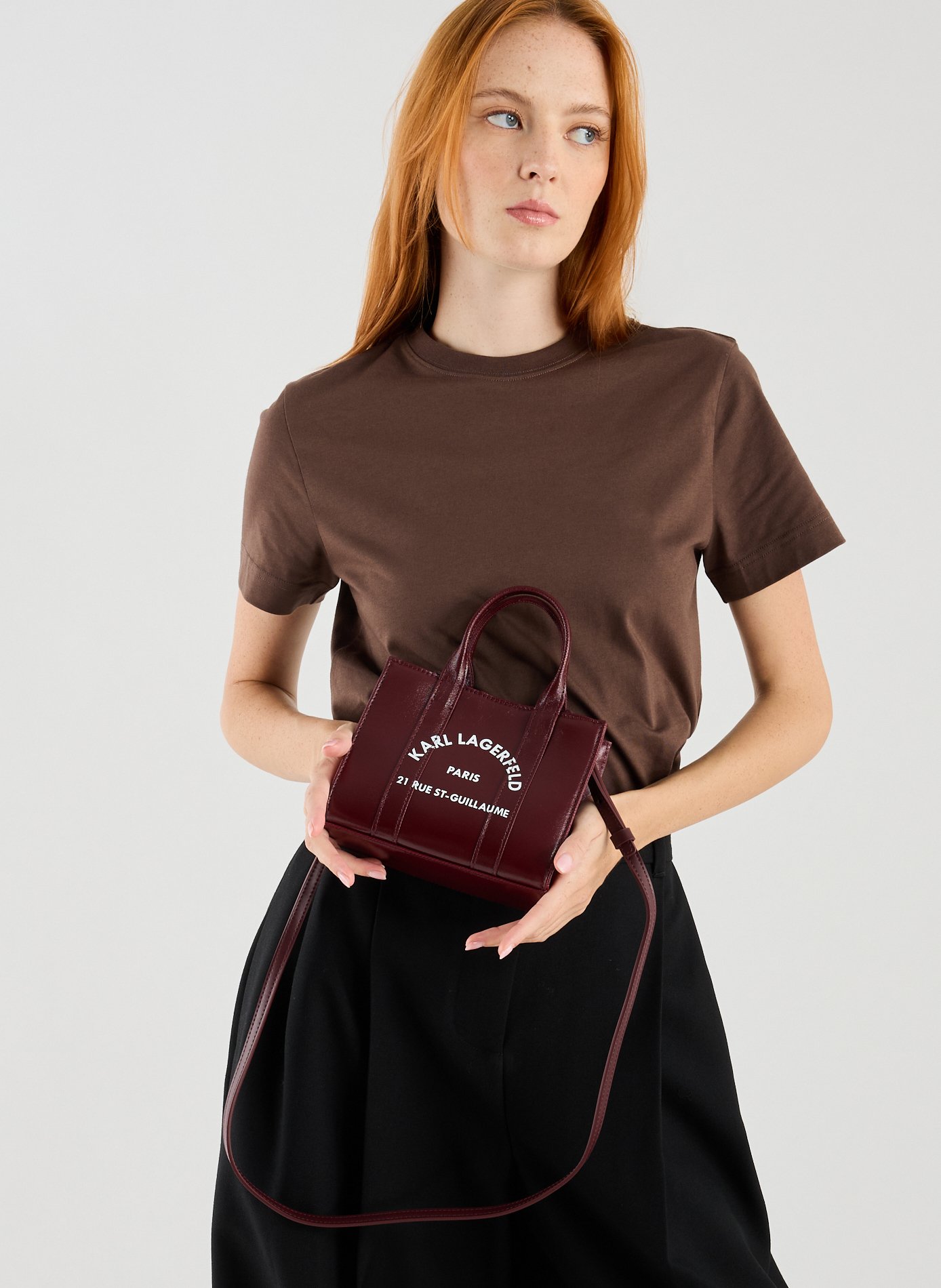 Mini sac à main à logo KARL LAGERFELD Rouge