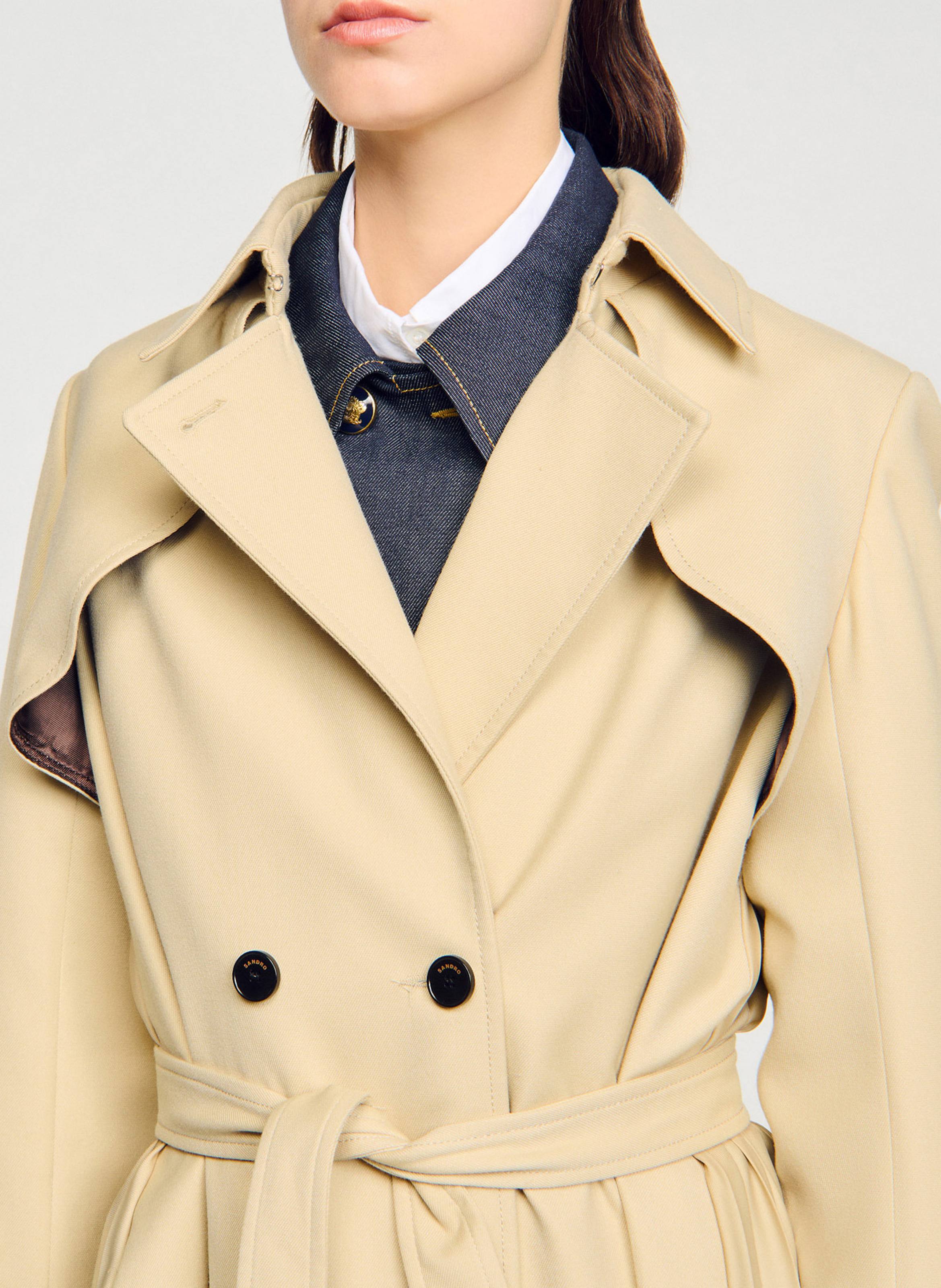 Trench oversize col tailleur SANDRO Beige