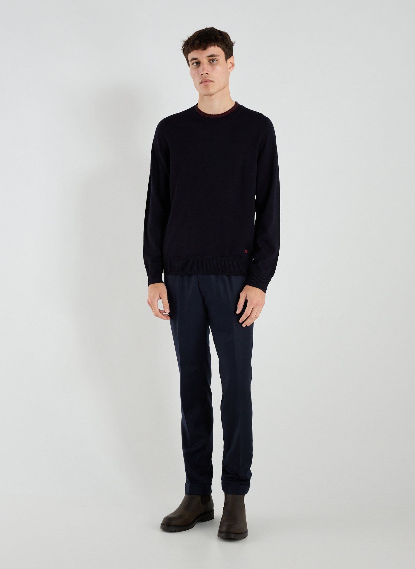 Pull col rond en laine mérinos PAUL SMITH Bleu