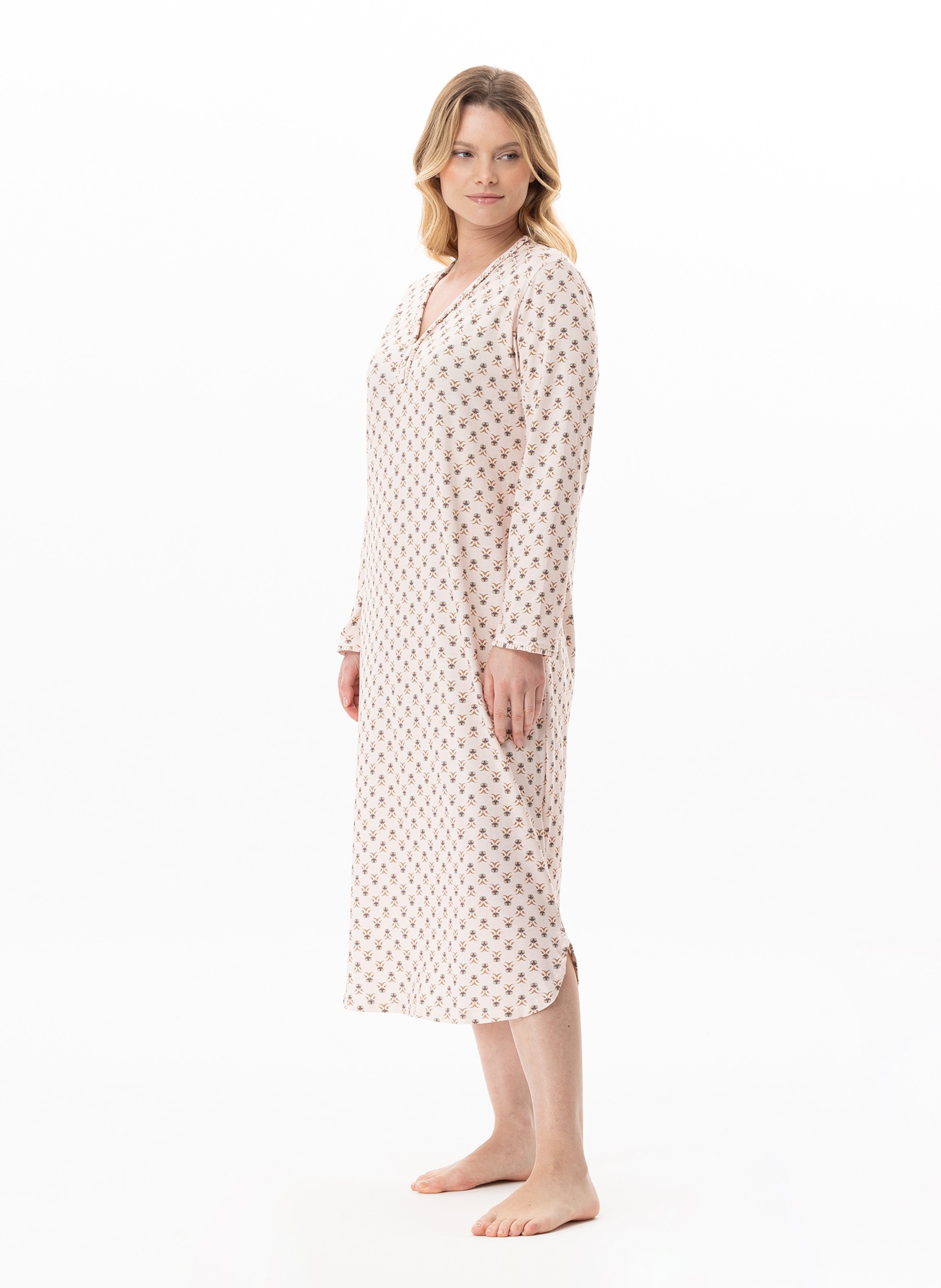 Chemise de nuit longue en coton modal tea time 111 LE CHAT Multicolore