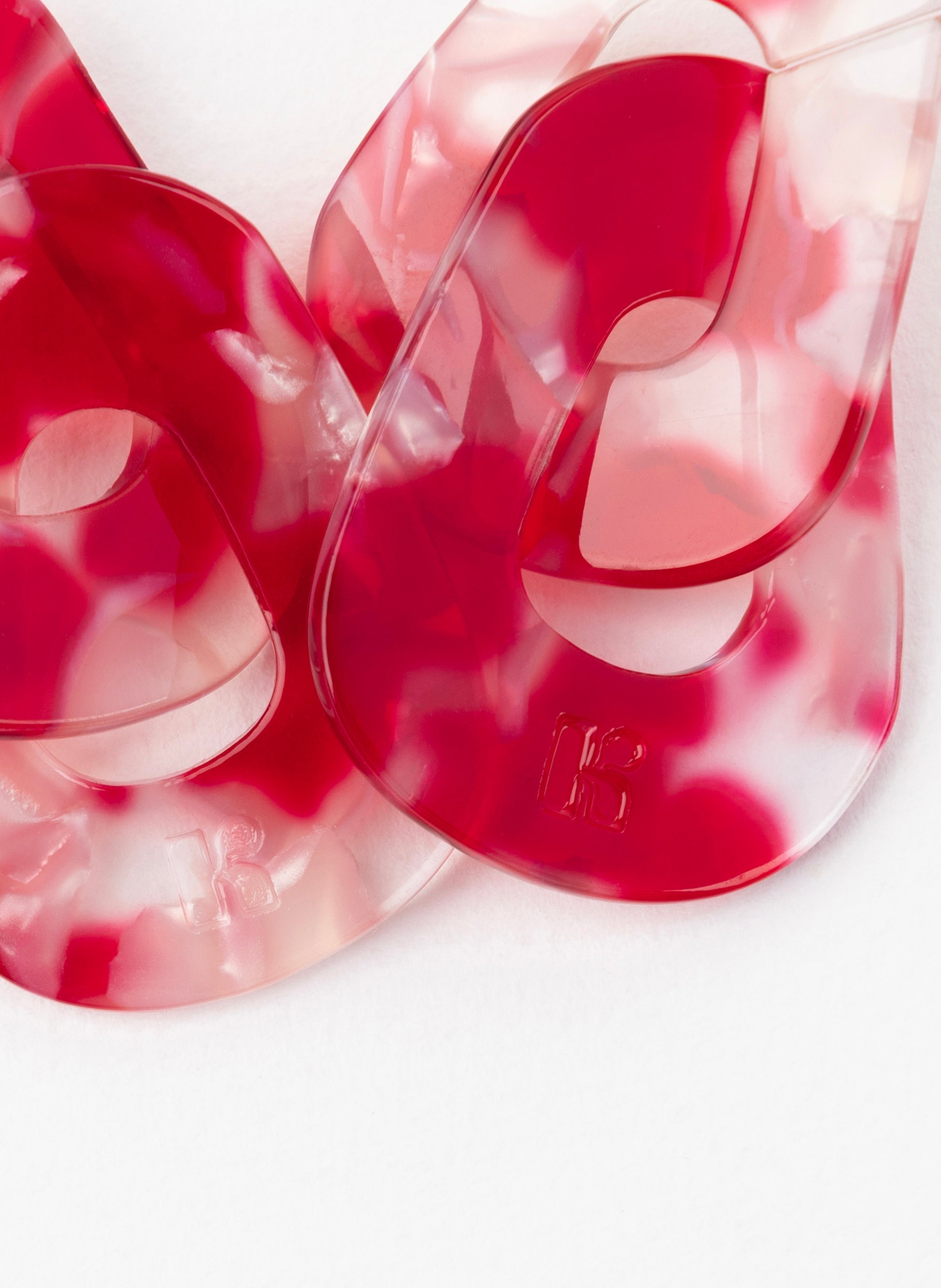 Boucles d'oreilles maillons en acétate de cellulose KURAGE GINZA Rouge