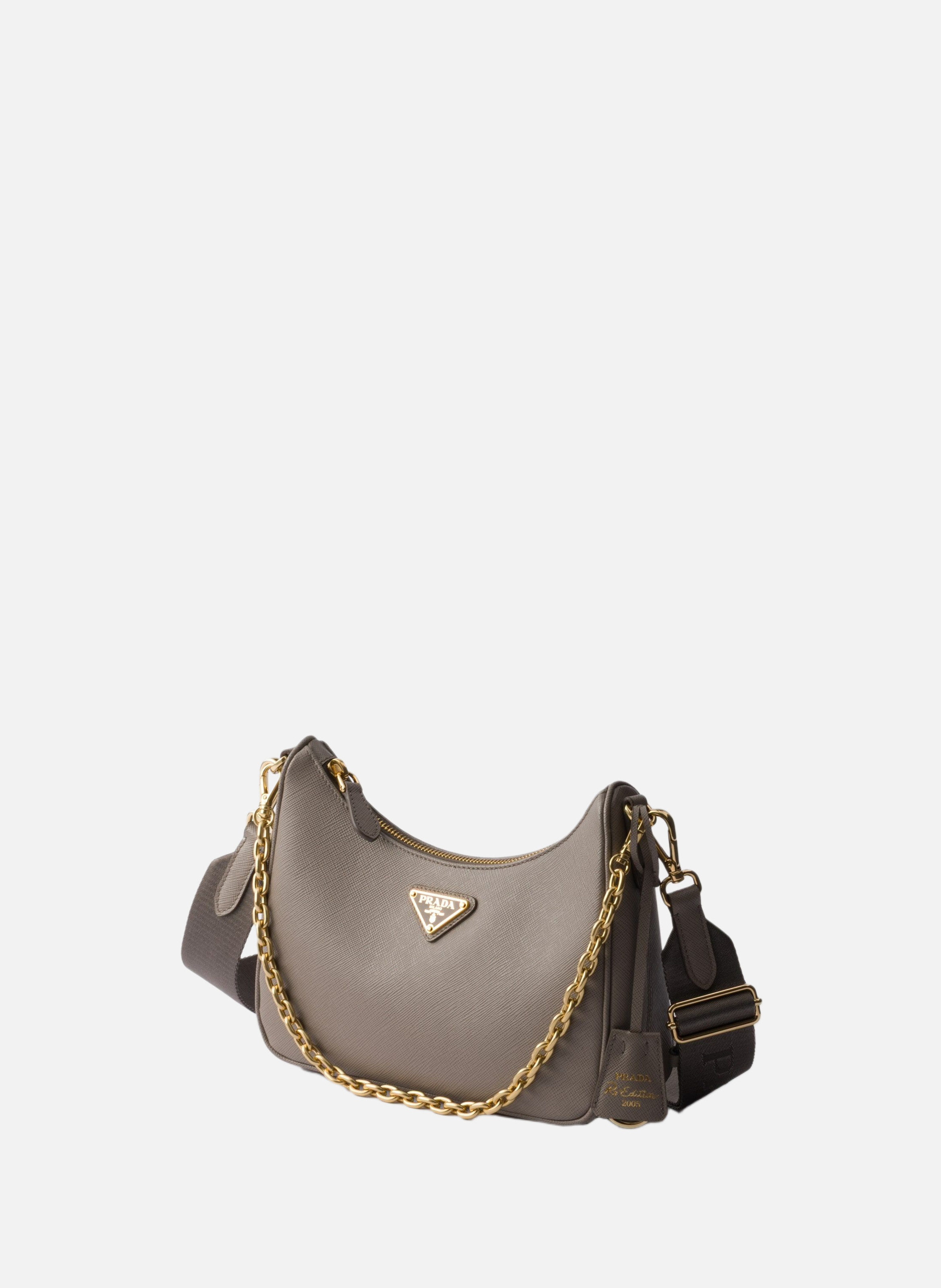 Sac prada re-edition 2005 en cuir saffiano PRADA Gris