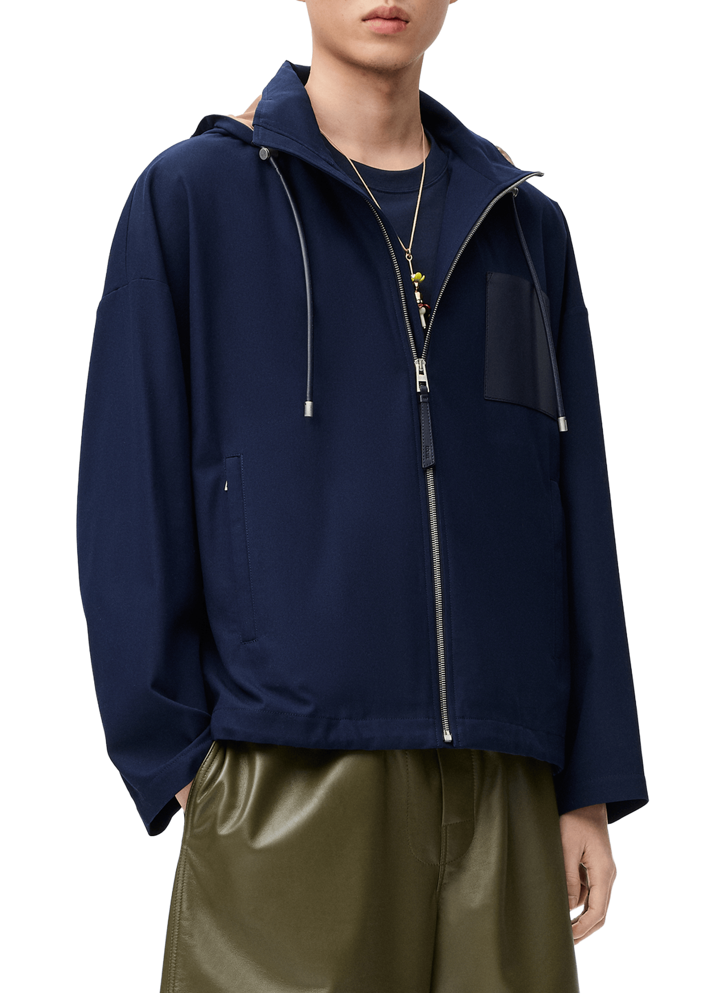 LOEWE Cotton twill hooded jacket Blue