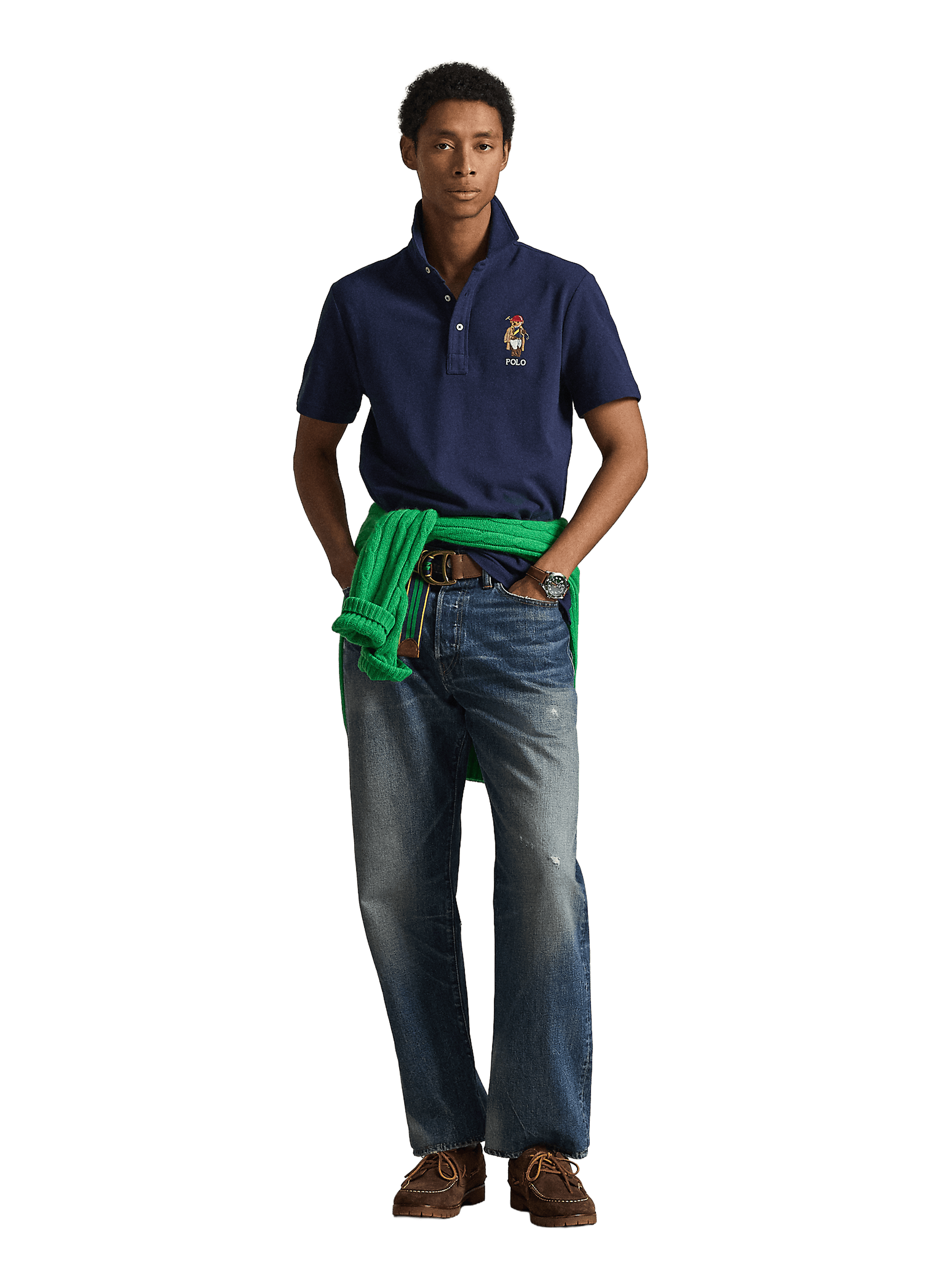 Polo manches courtes ours brodé en coton POLO RALPH LAUREN Bleu