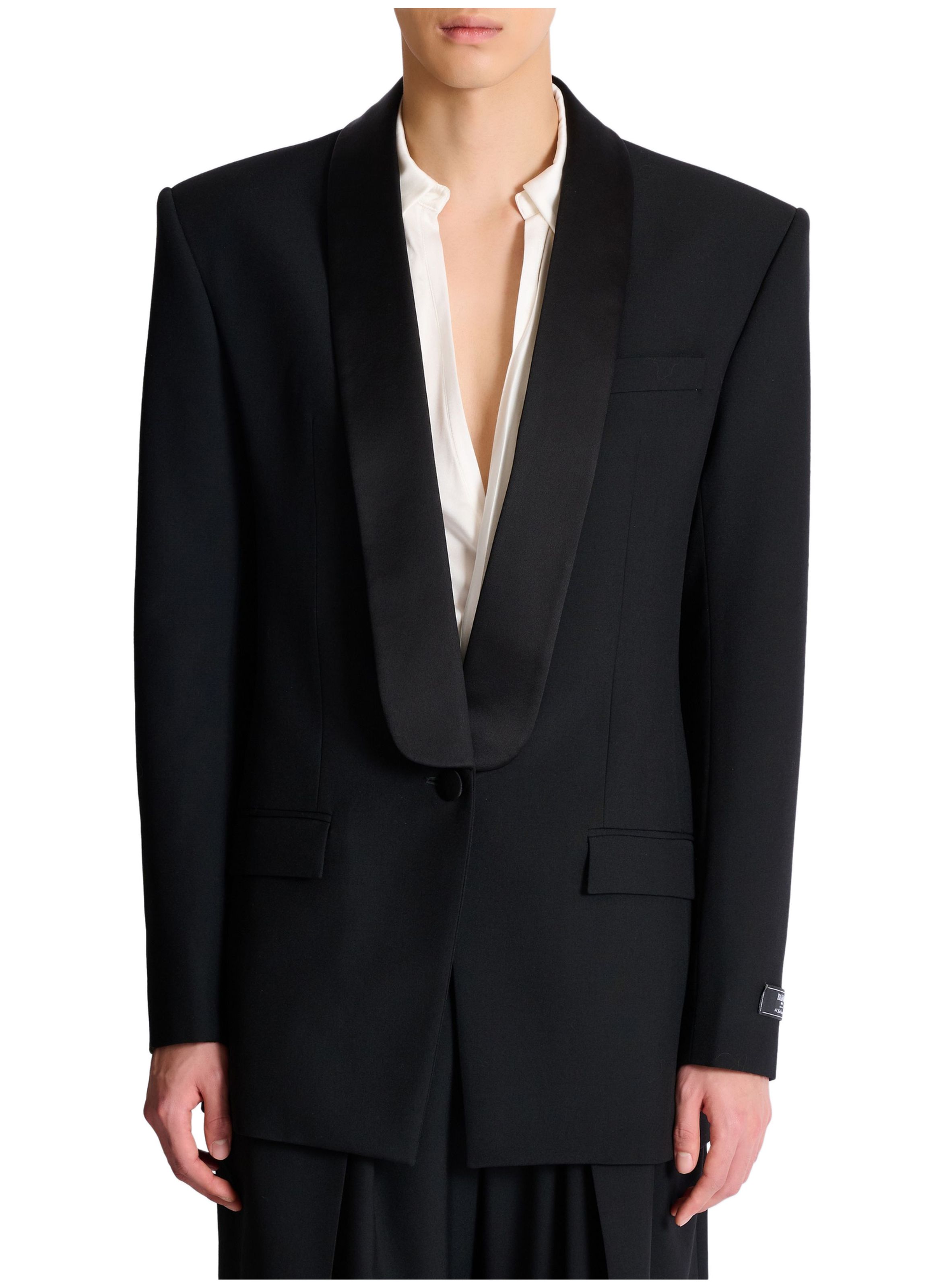 Veste de smoking en laine BALMAIN Noir