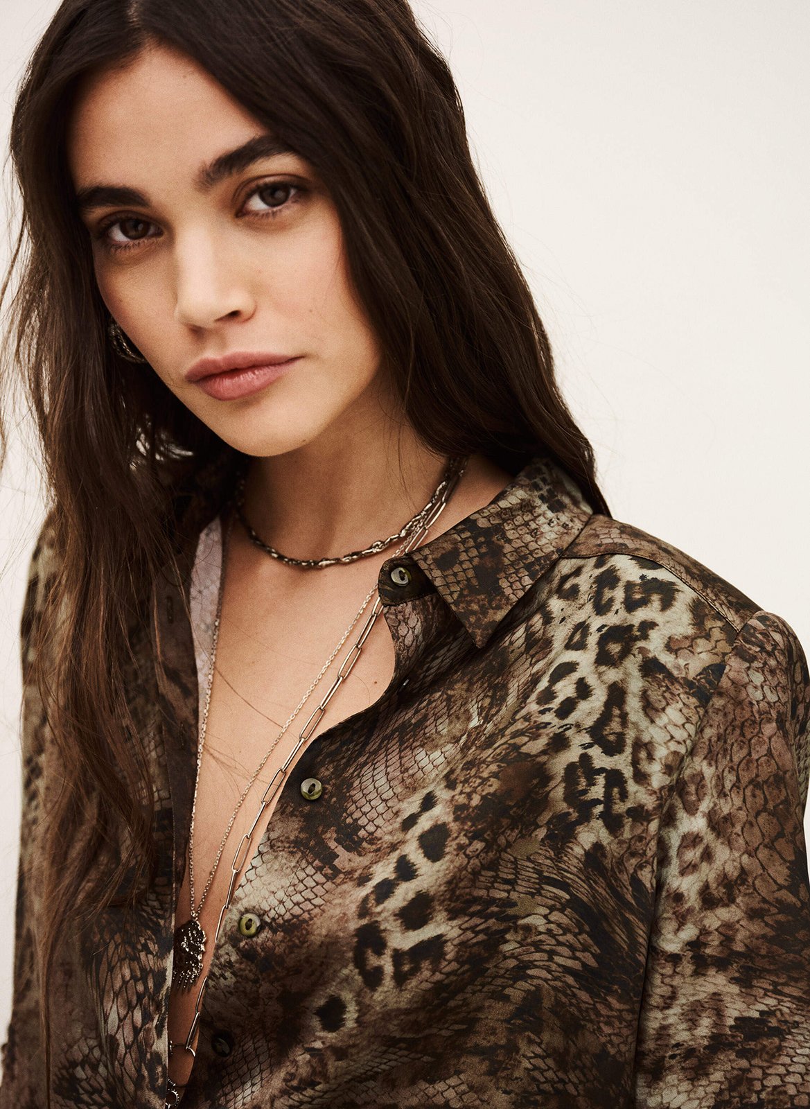 Chemise droite col classique imprimée cornelia BA&SH Kaki