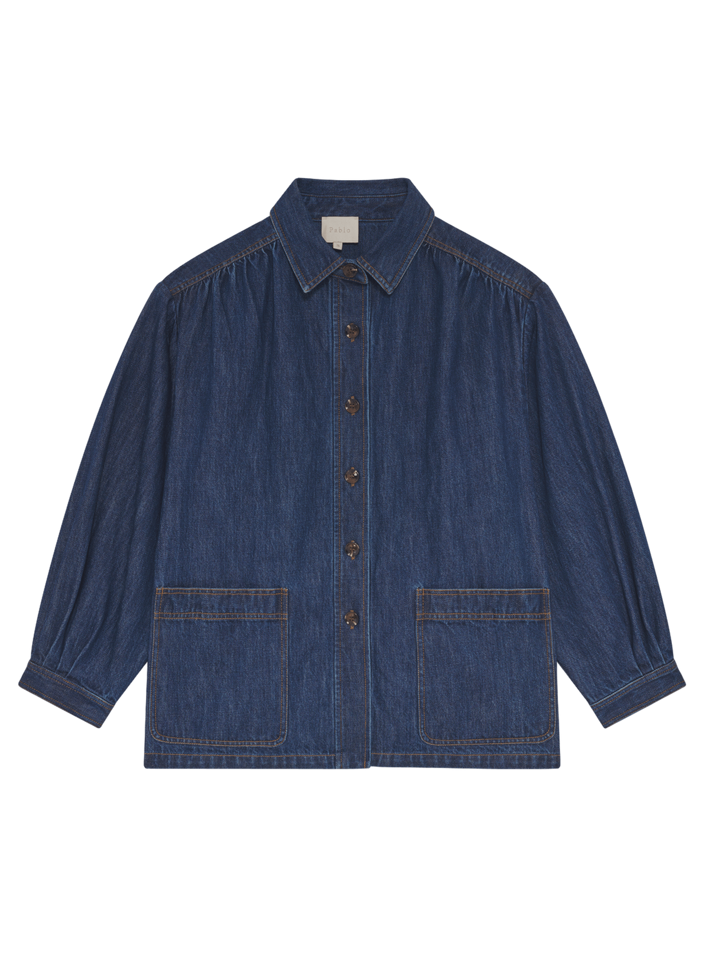 Surchemise en denim brut à fronces - mado PABLO Bleu