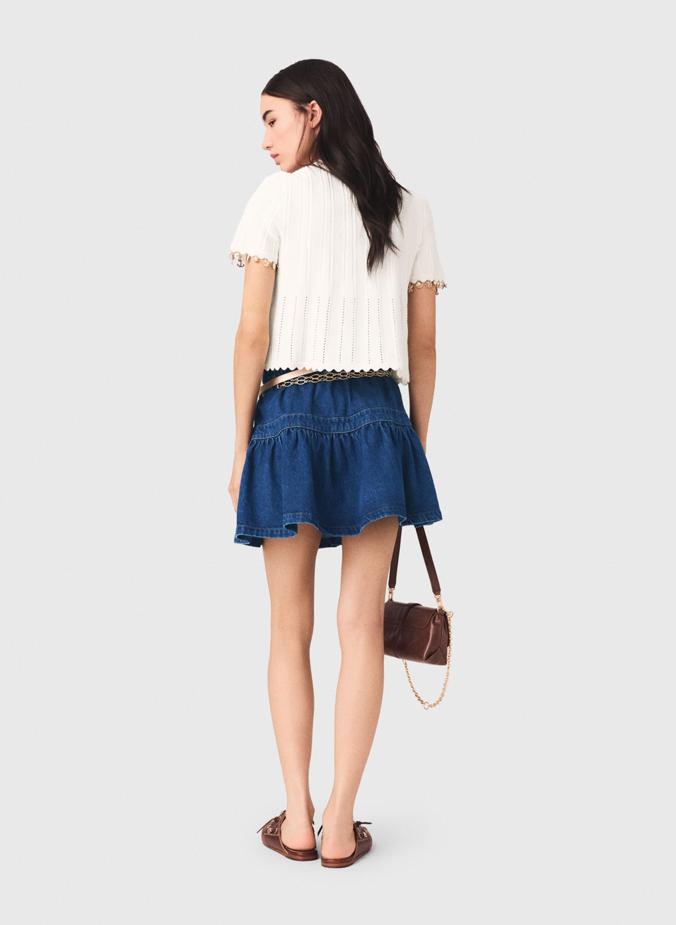 Cardigan évasé en coton mélangé MAJE Blanc