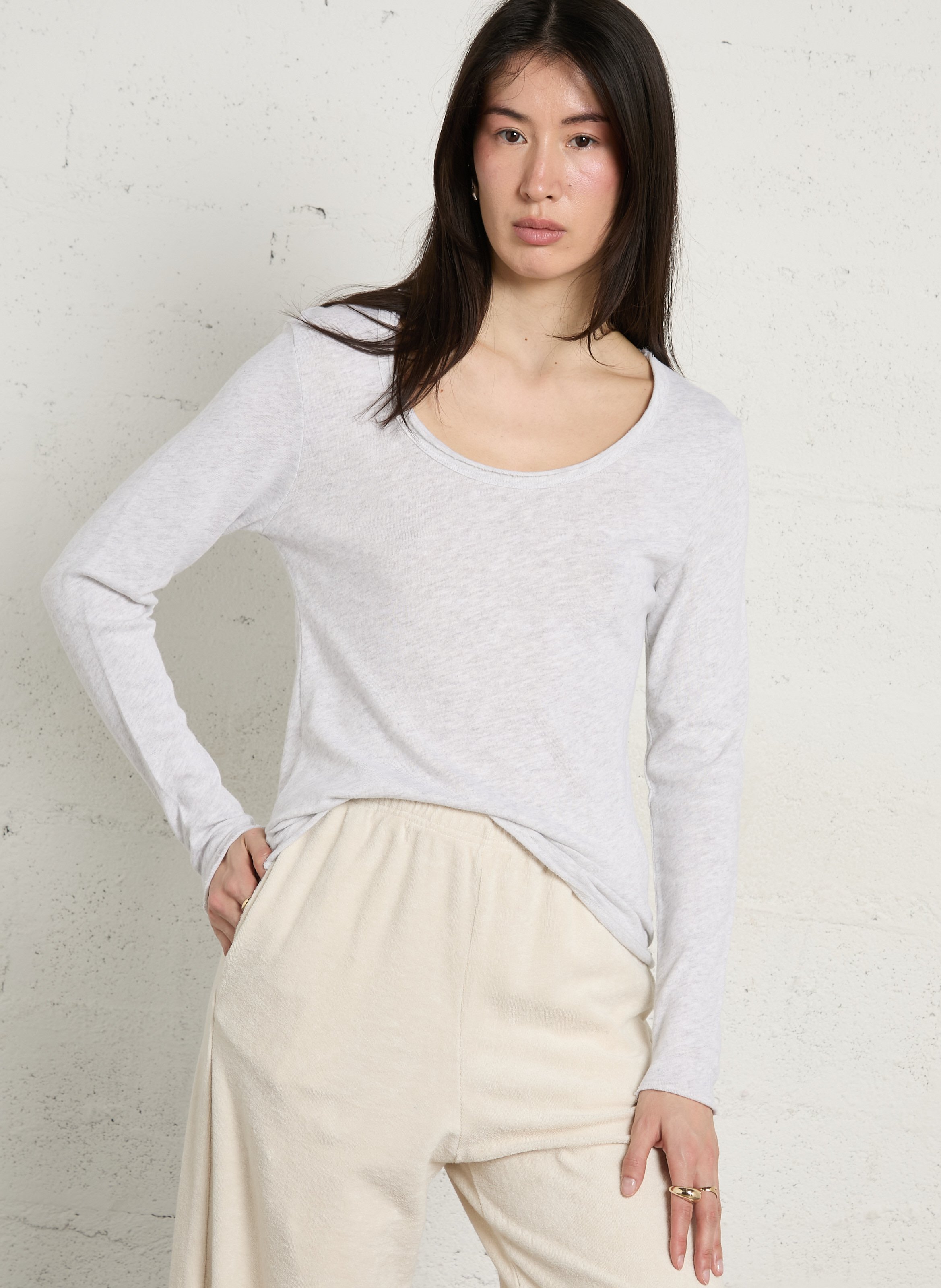 Tee-shirt droit col rond en coton sonoma AMERICAN VINTAGE Gris