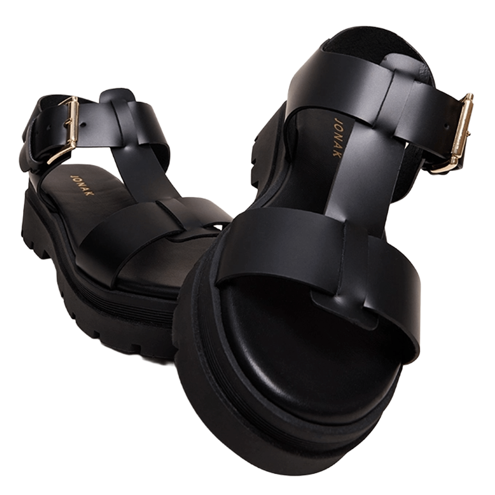 Sandales compensées en cuir lisbonne JONAK Noir