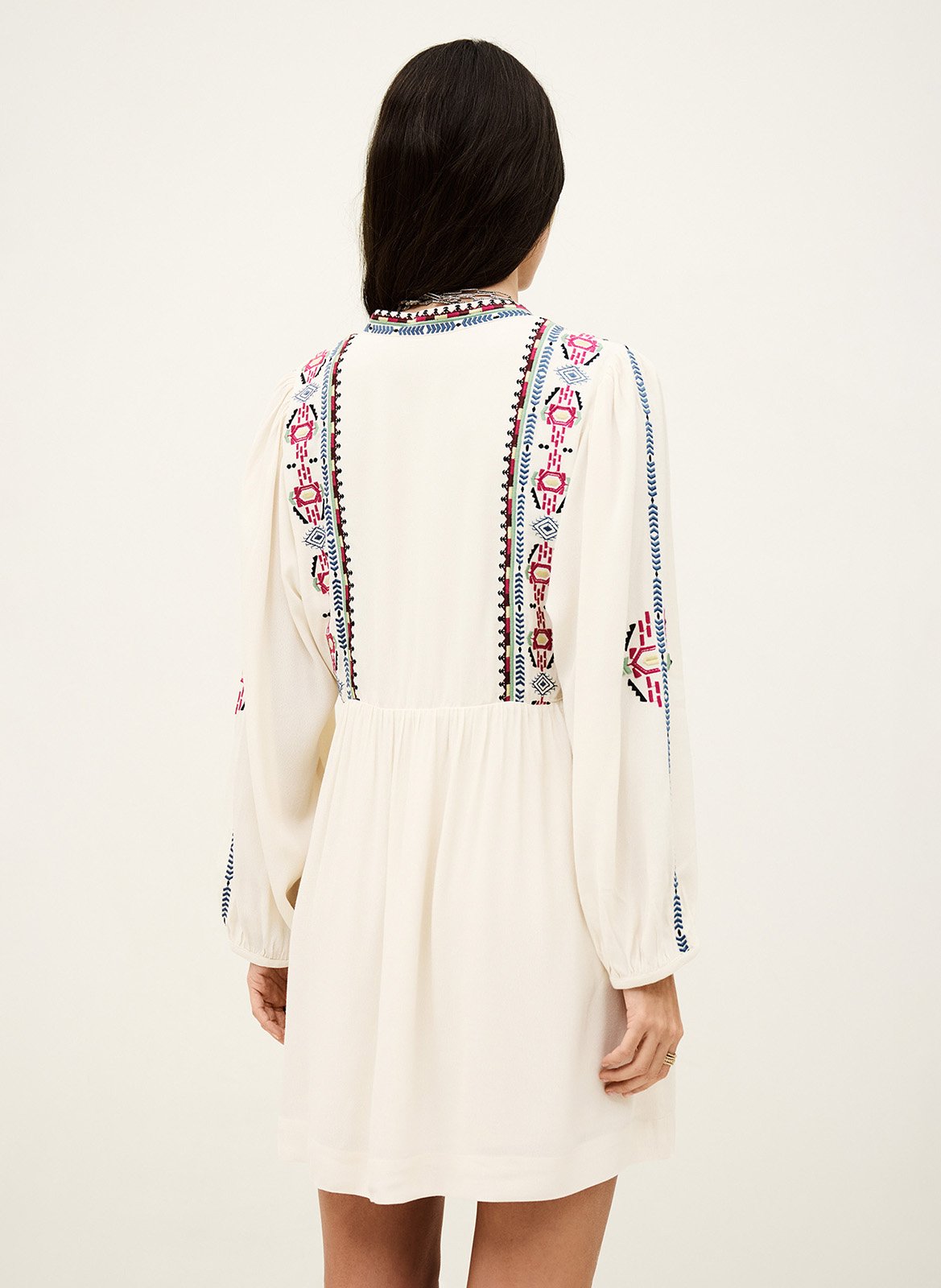 Robe courte ample brodée telma BA&SH Beige