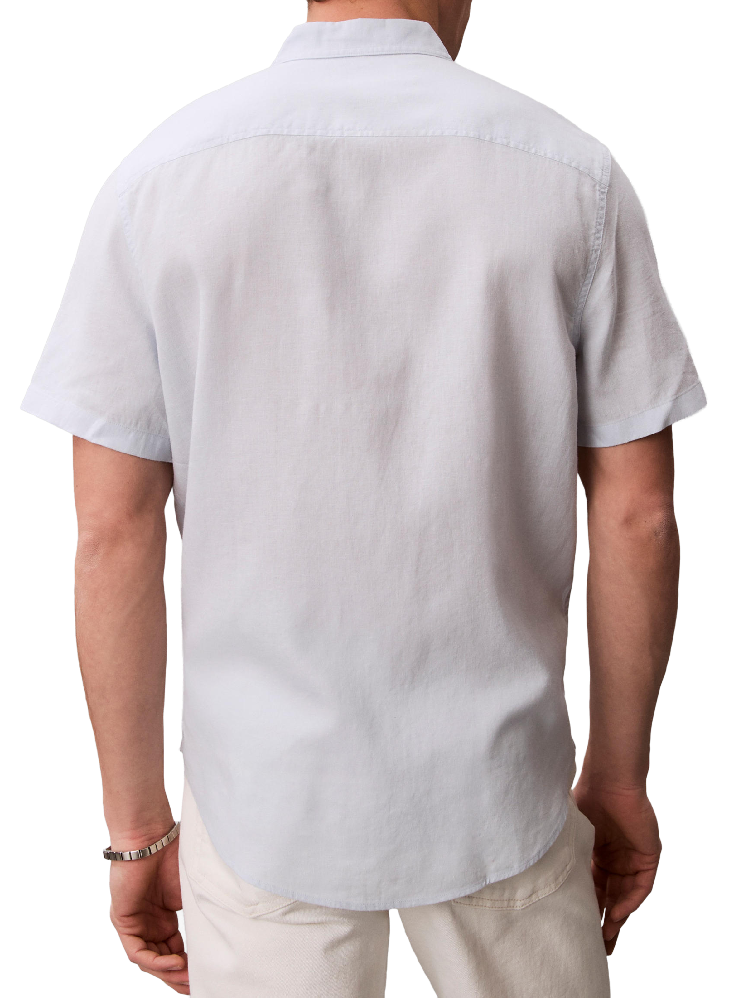 Chemise droite manches courtes en lin mélangé CALVIN KLEIN Bleu