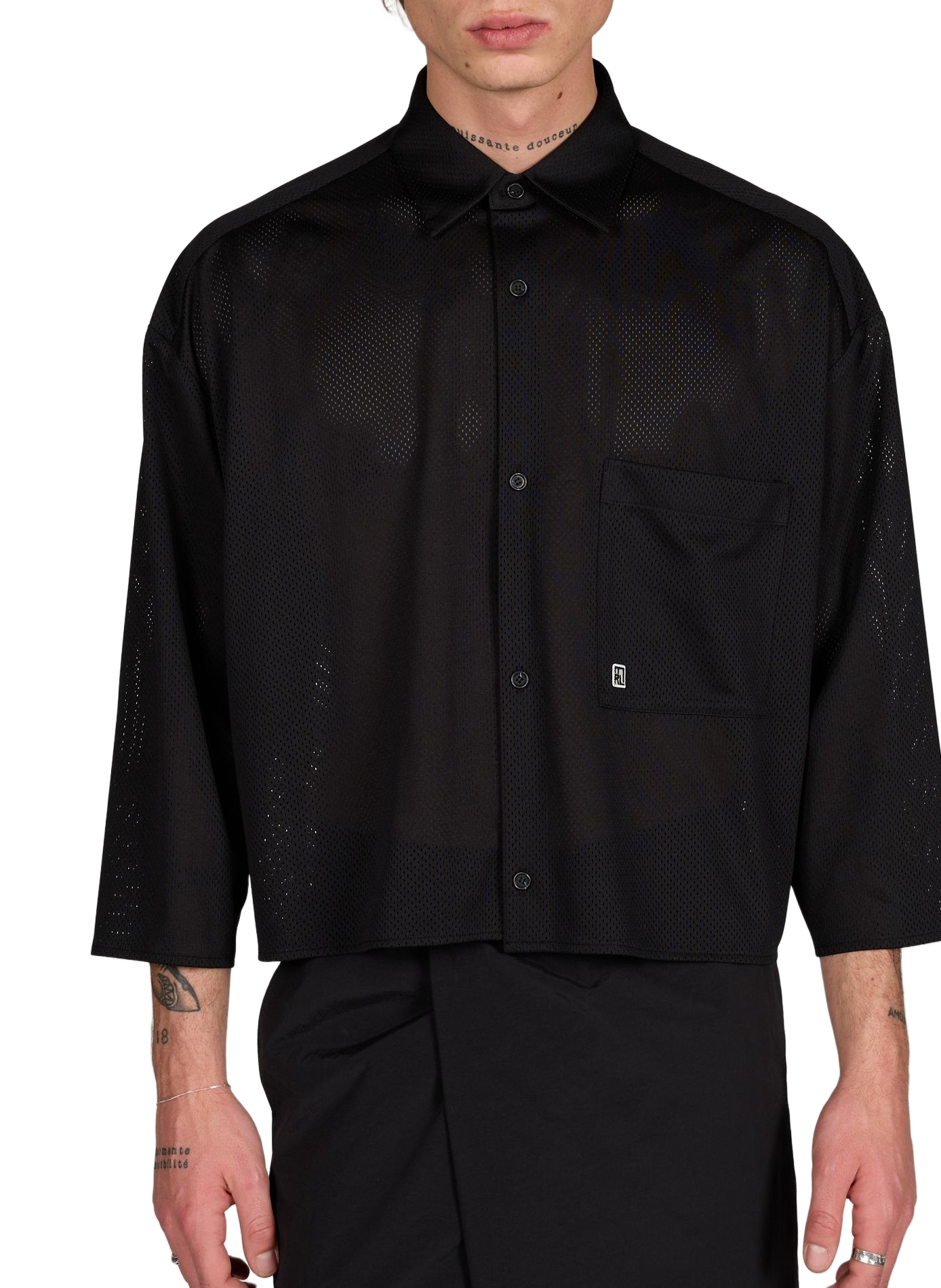 Chemise ample ajourée col classique MERELY MADE Noir