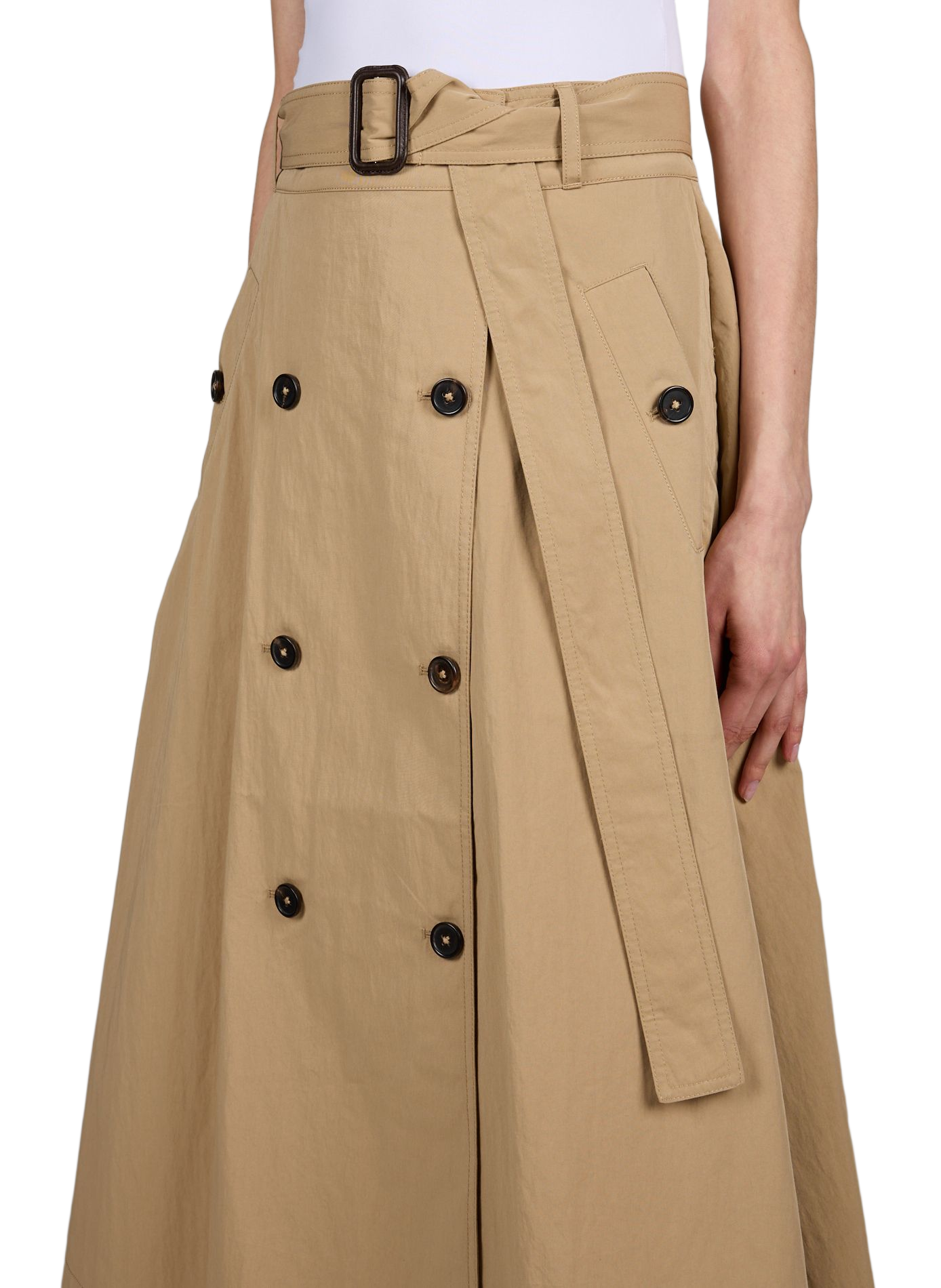 Flared long skirt with a trench coat vibe. BELLEROSE Beige