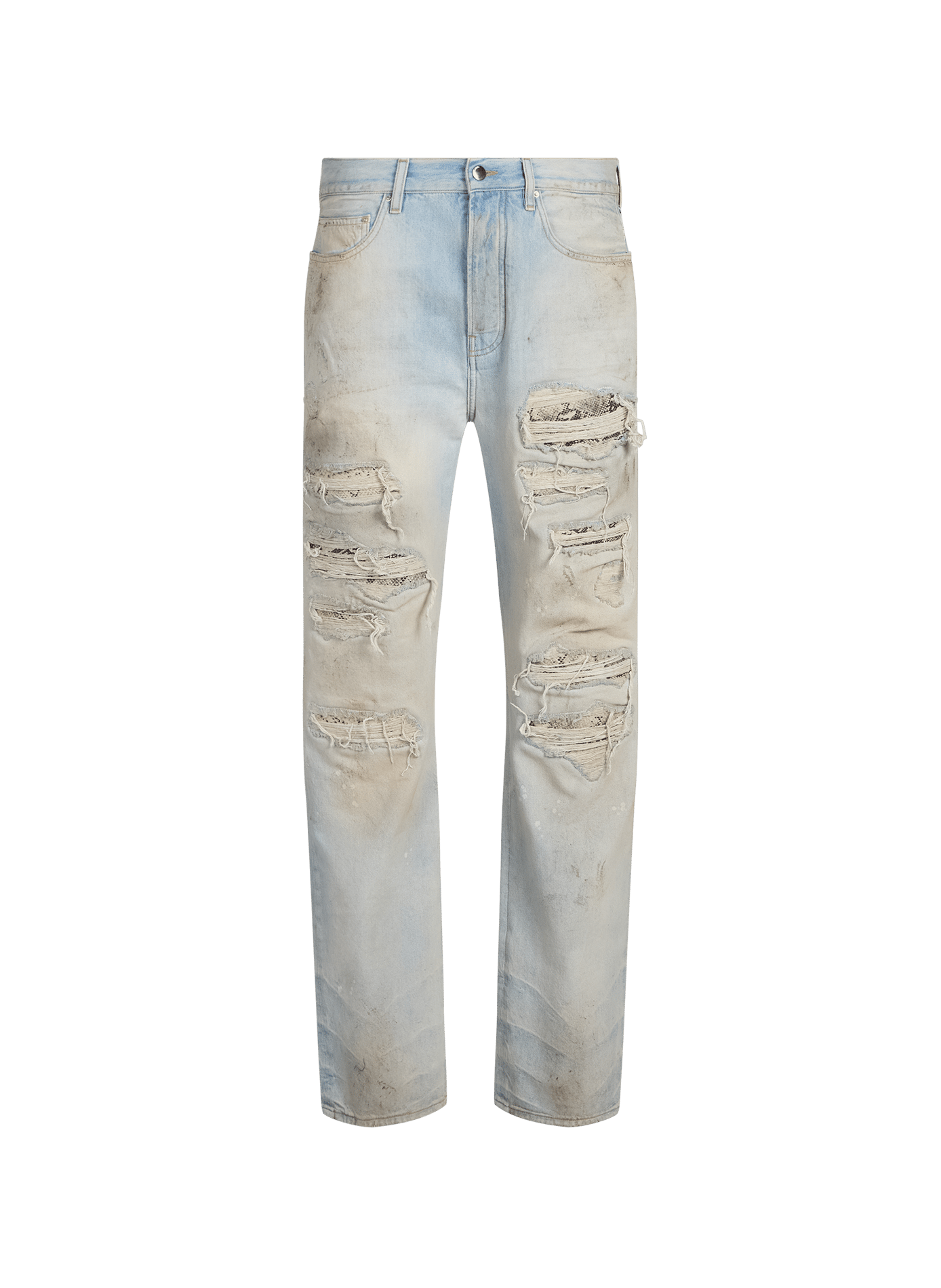 Gewaschene Jeans mit Schlangeneinsätzen aus Baumwolle AMIRI Blau