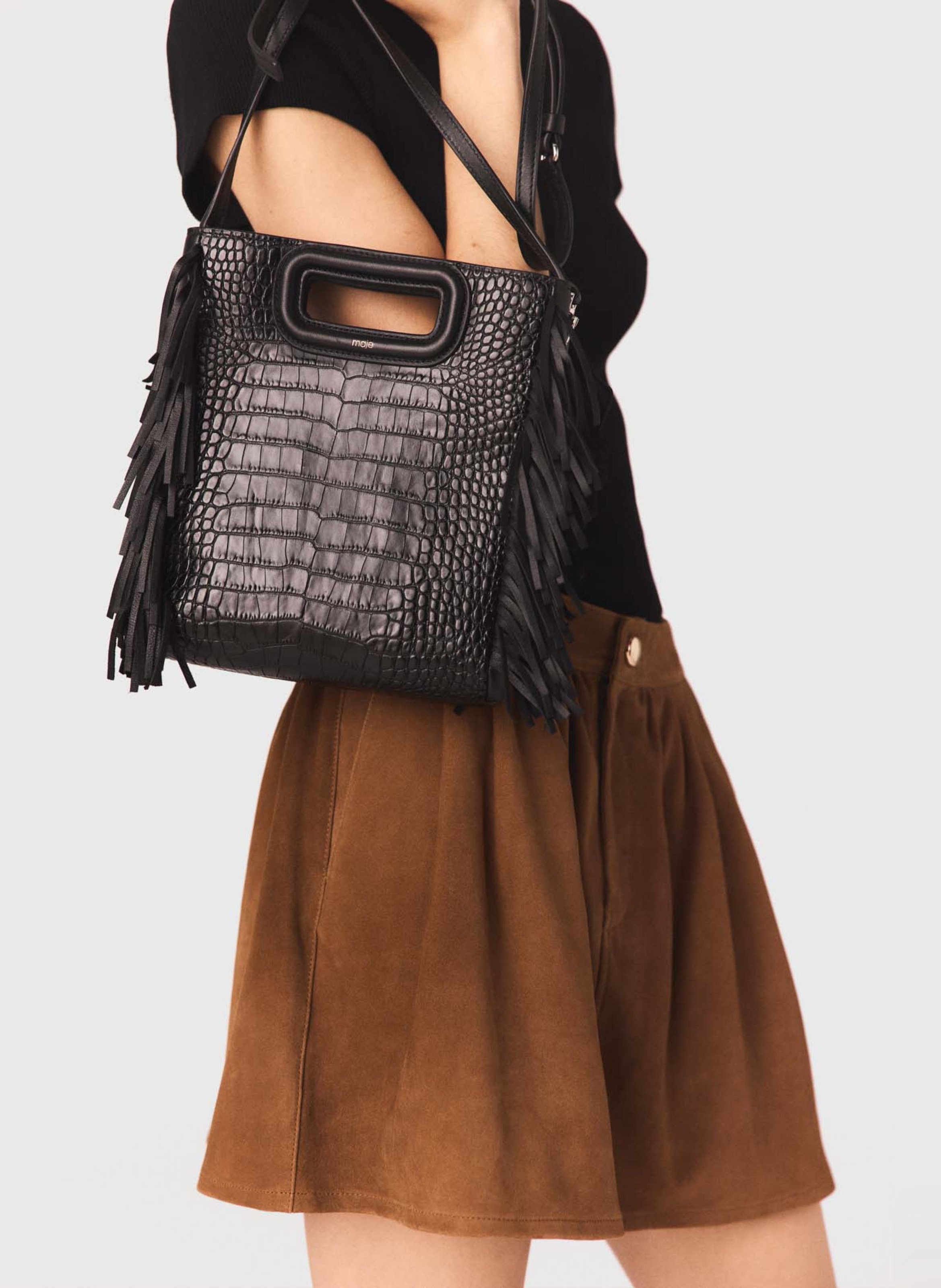 Sac bandoulière en cuir m MAJE Noir